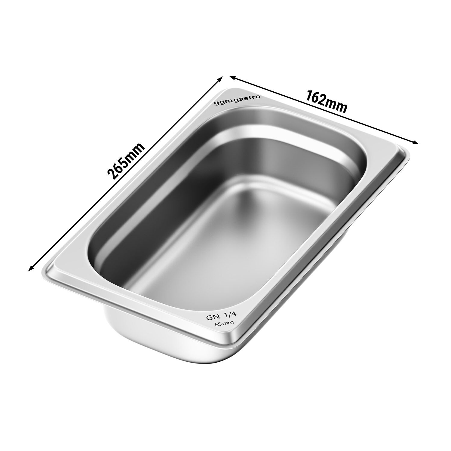 (6 pièces) Récipients en acier inoxydable GN 1/4 - Hauteur : 65mm