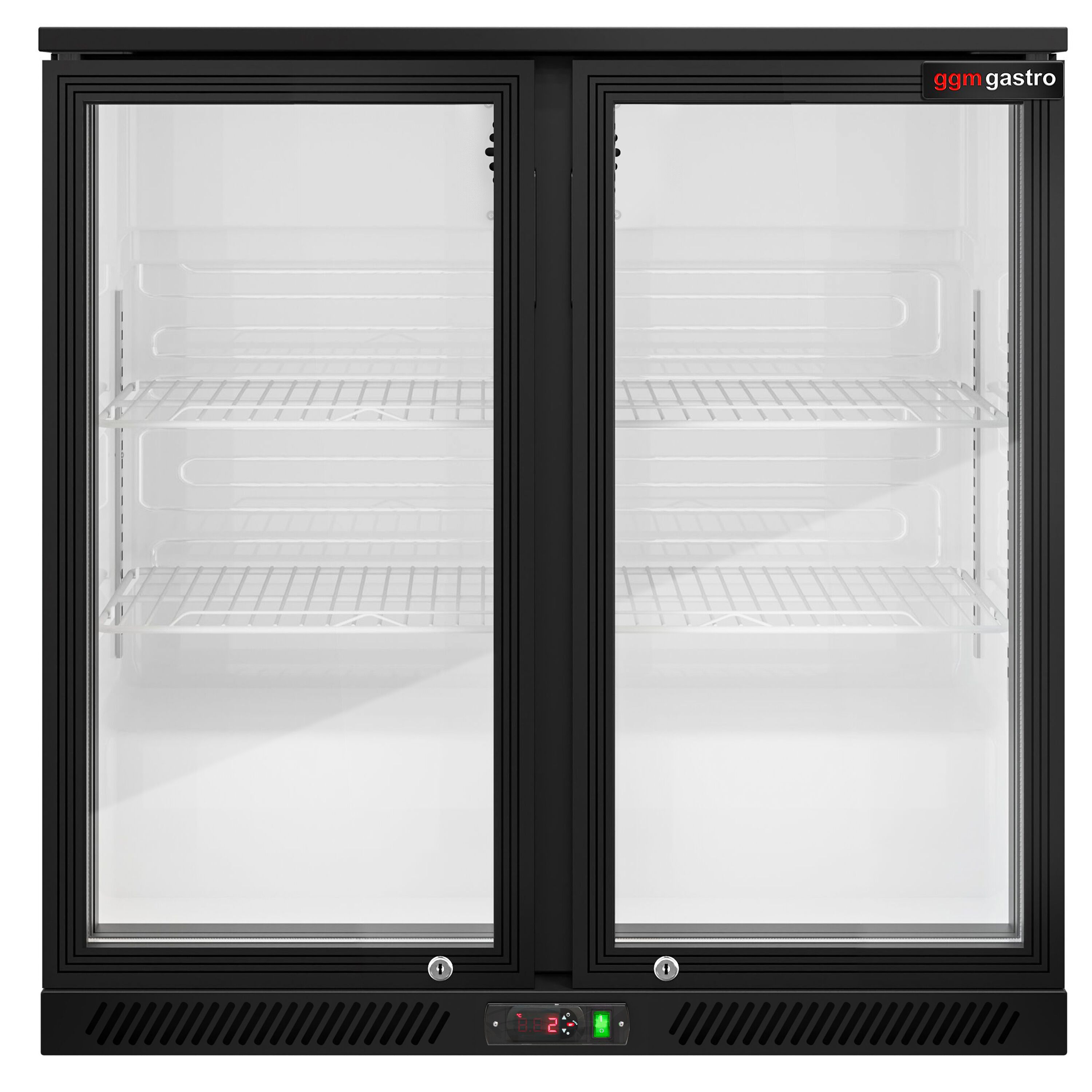 Réfrigérateur de bar – 900 mm – 220 litres – avec 2 portes vitrées battantes – Noir