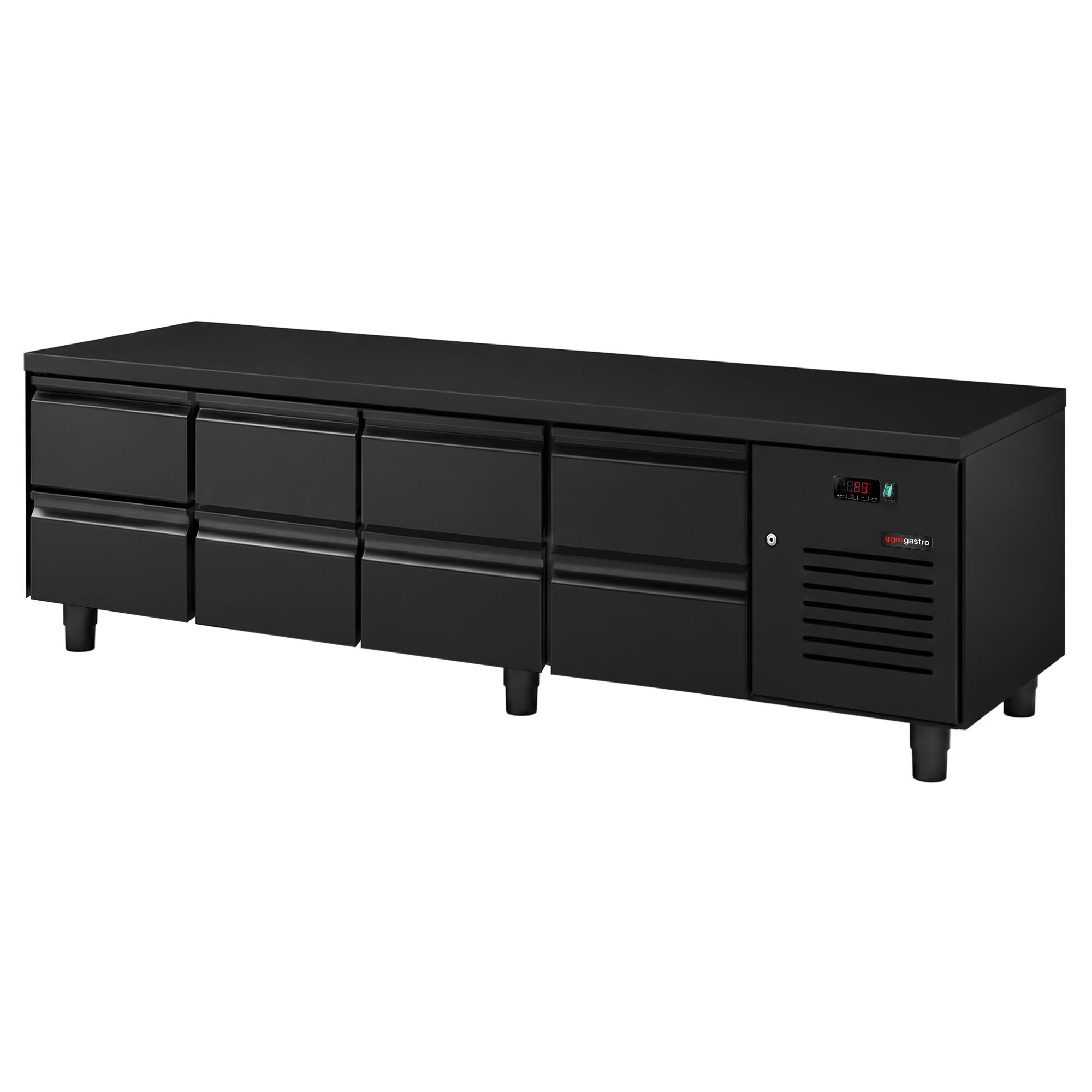 Meuble bas réfrigéré - 2400mm - 386 litres - 8x GN 1/1 tiroirs - noir mat