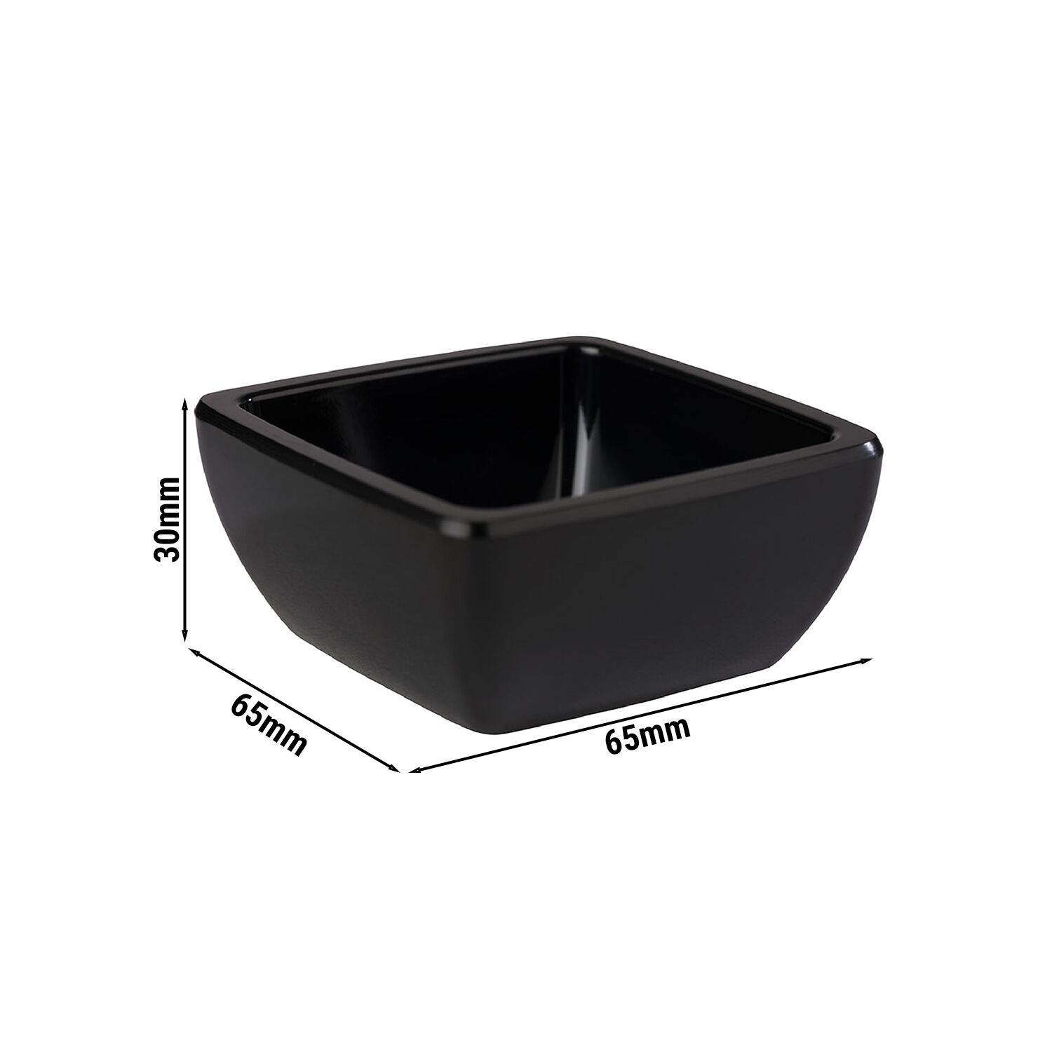 (6 pièces) Coupelles à sauce - PURE - Melamine - 50 ml - carré - Noir