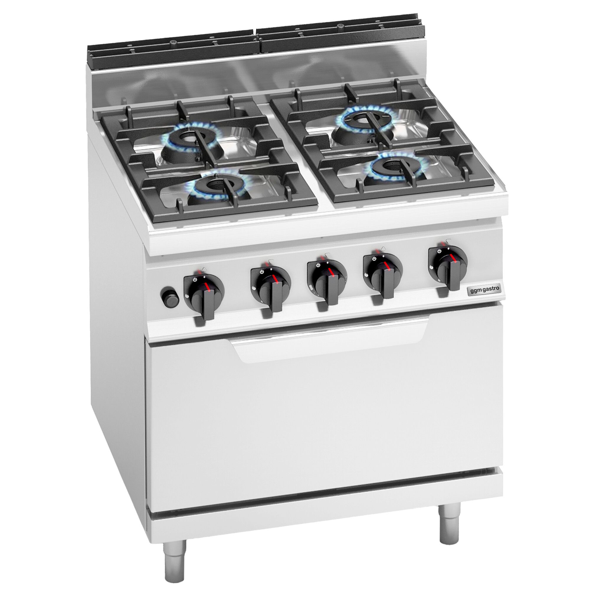 Fourneau à gaz – 28 kW – 4 brûleurs – avec four à gaz statique – 7,8 kW