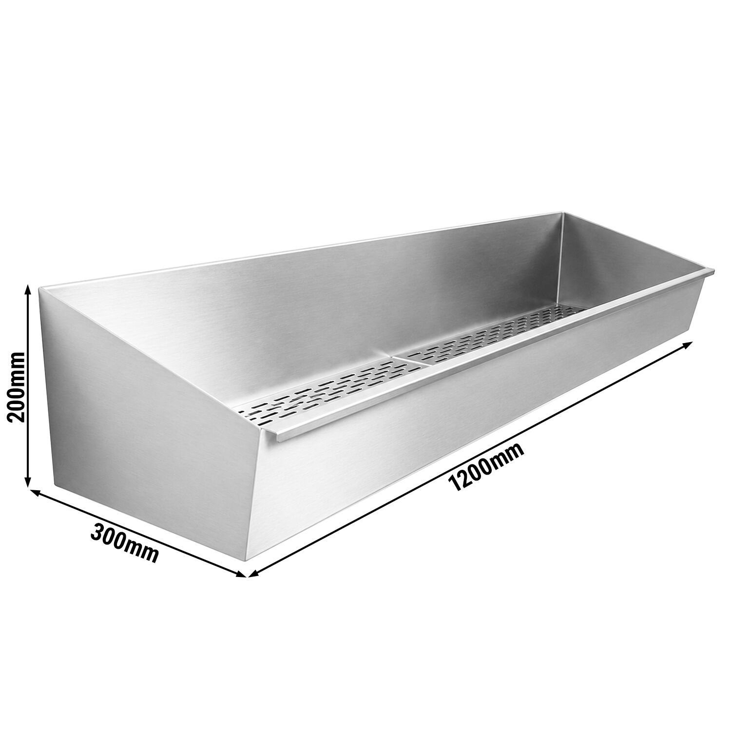 Bac à frites en acier inoxydable - 1200x300mm - avec filtre égouttoir