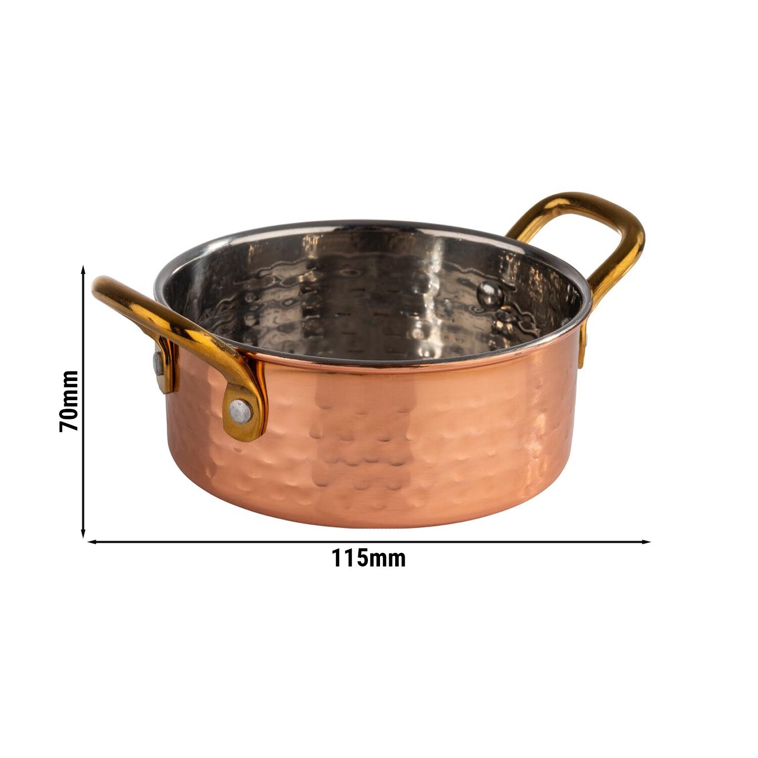 (6 pcs) Mini poêlon MUMBAI - Acier inoxydable - 0,35L - Ø11,5 cm - Hauteur:45mm - Cuivre