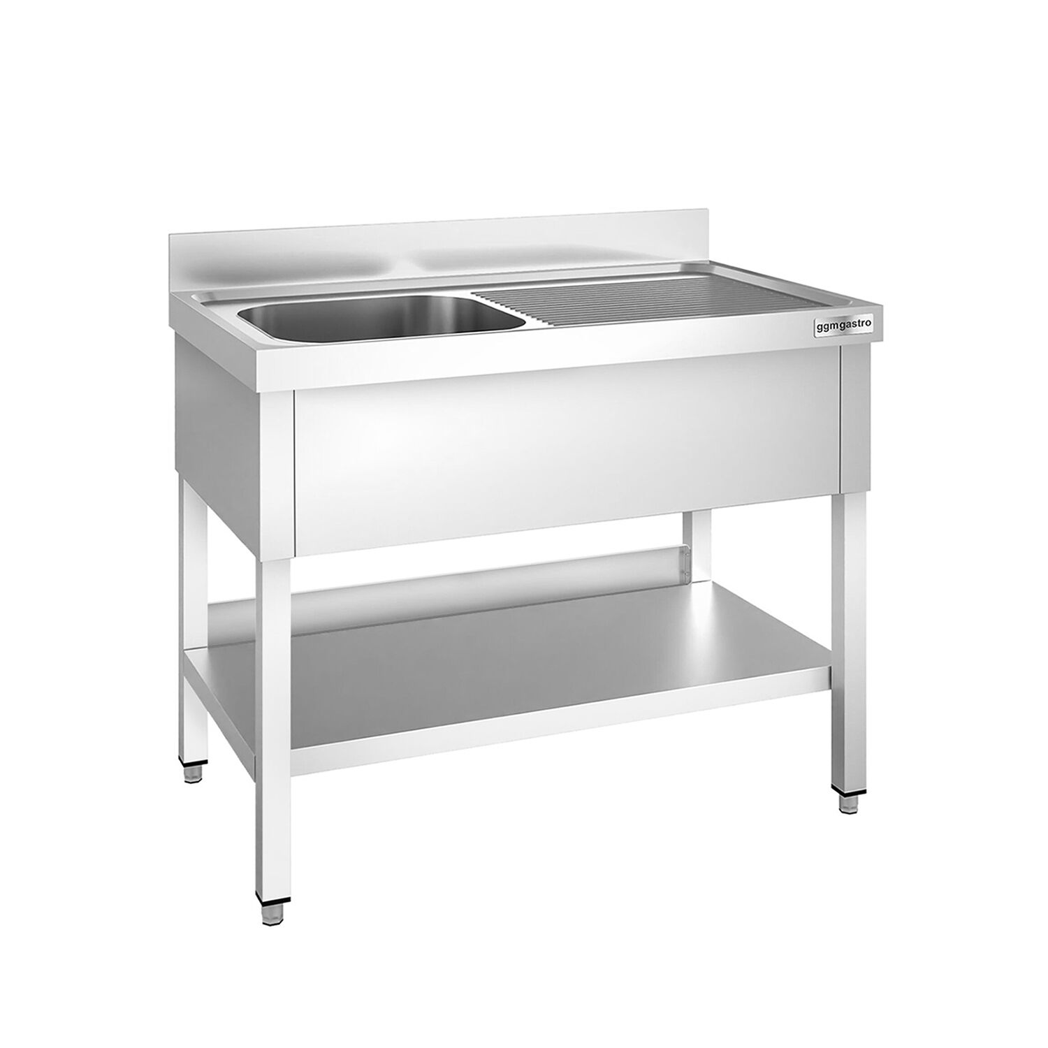 Plonge en inox PREMIUM - 1000x700mm - avec étagère basse - 1 bac à gauche