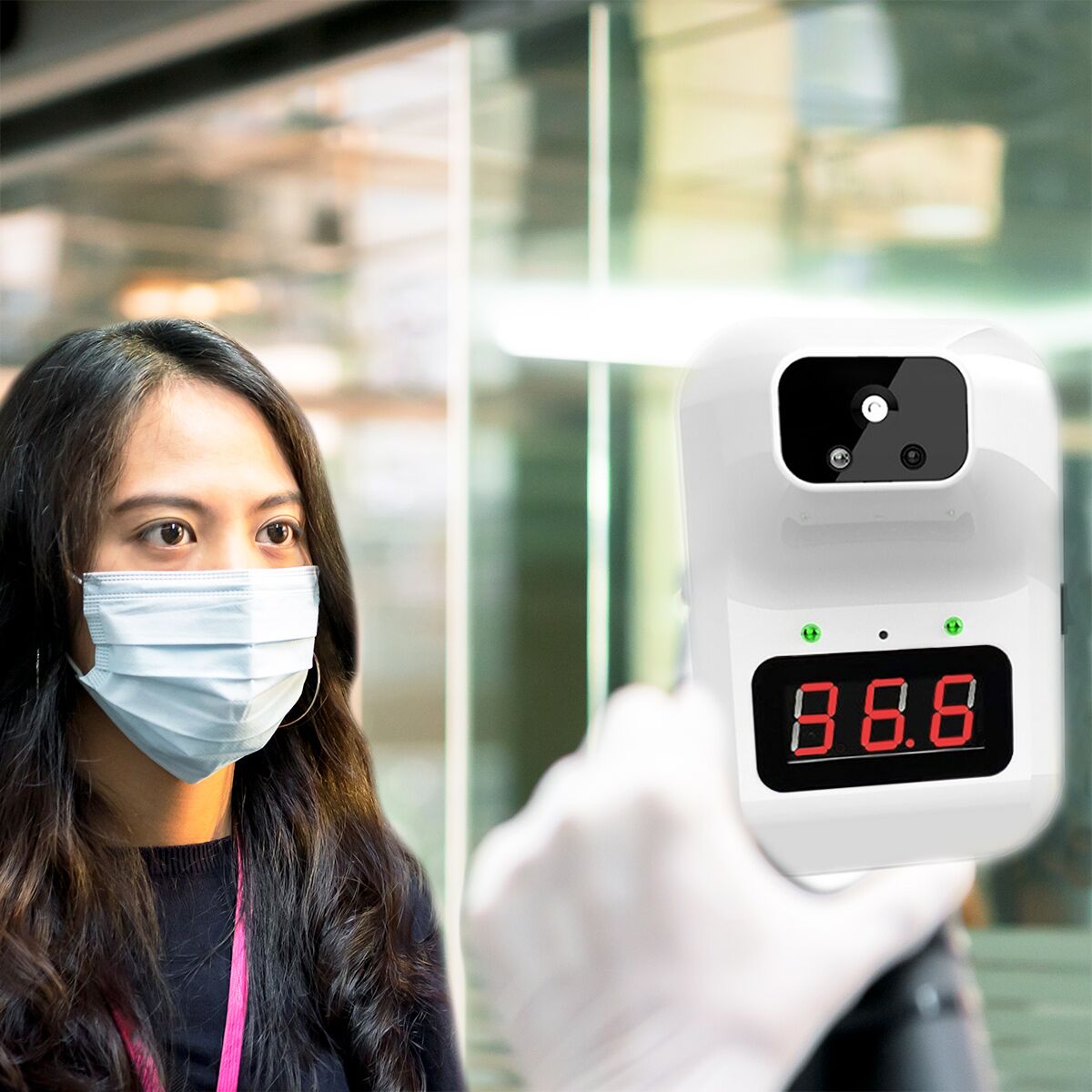 Thermomètre infrarouge - Numérique - avec alarme de température - 0°C à 100°C | 32°C à 42°C - Support inclus