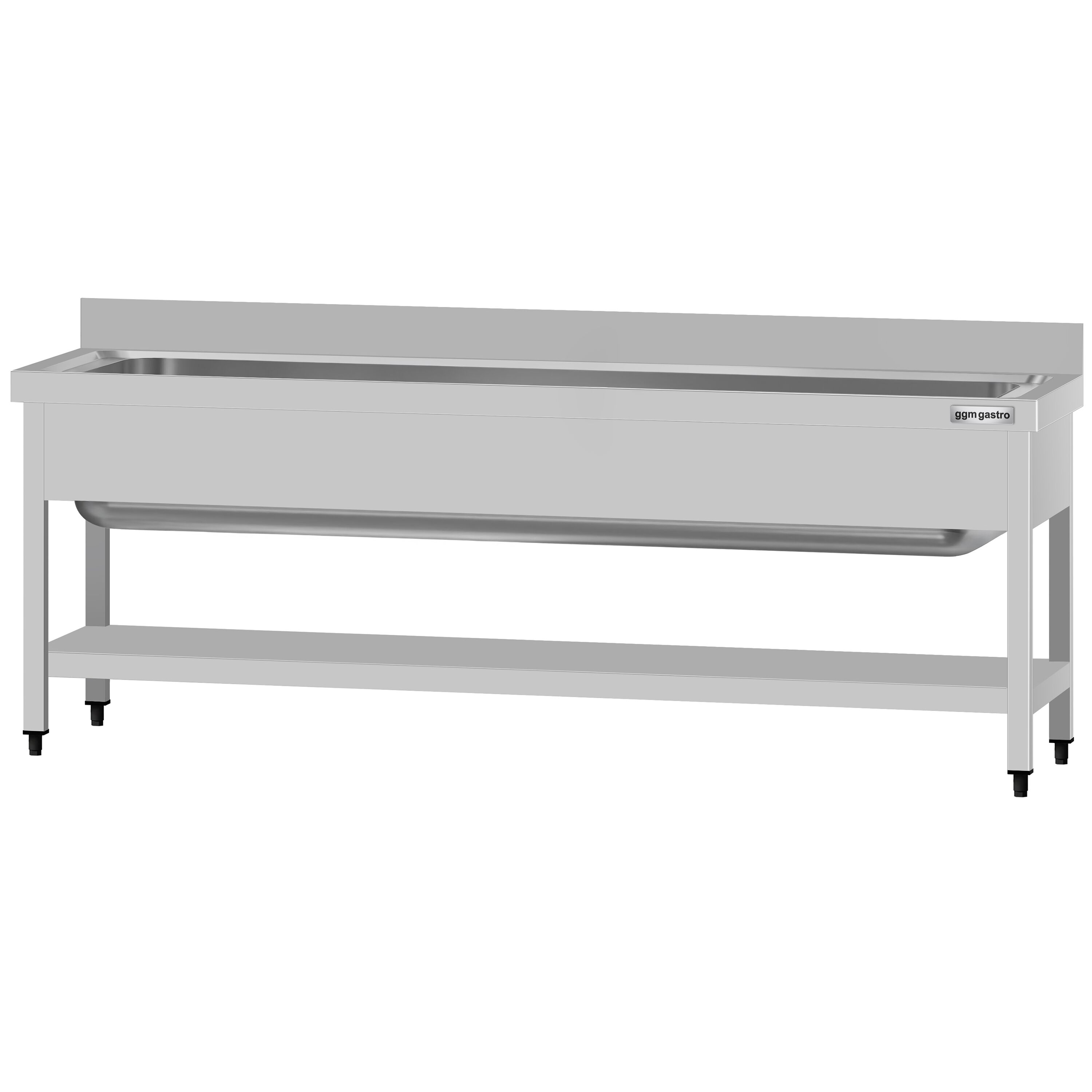 Plonge à marmites en inox ECO - 2000x700mm - avec étagère basse & 1 bac