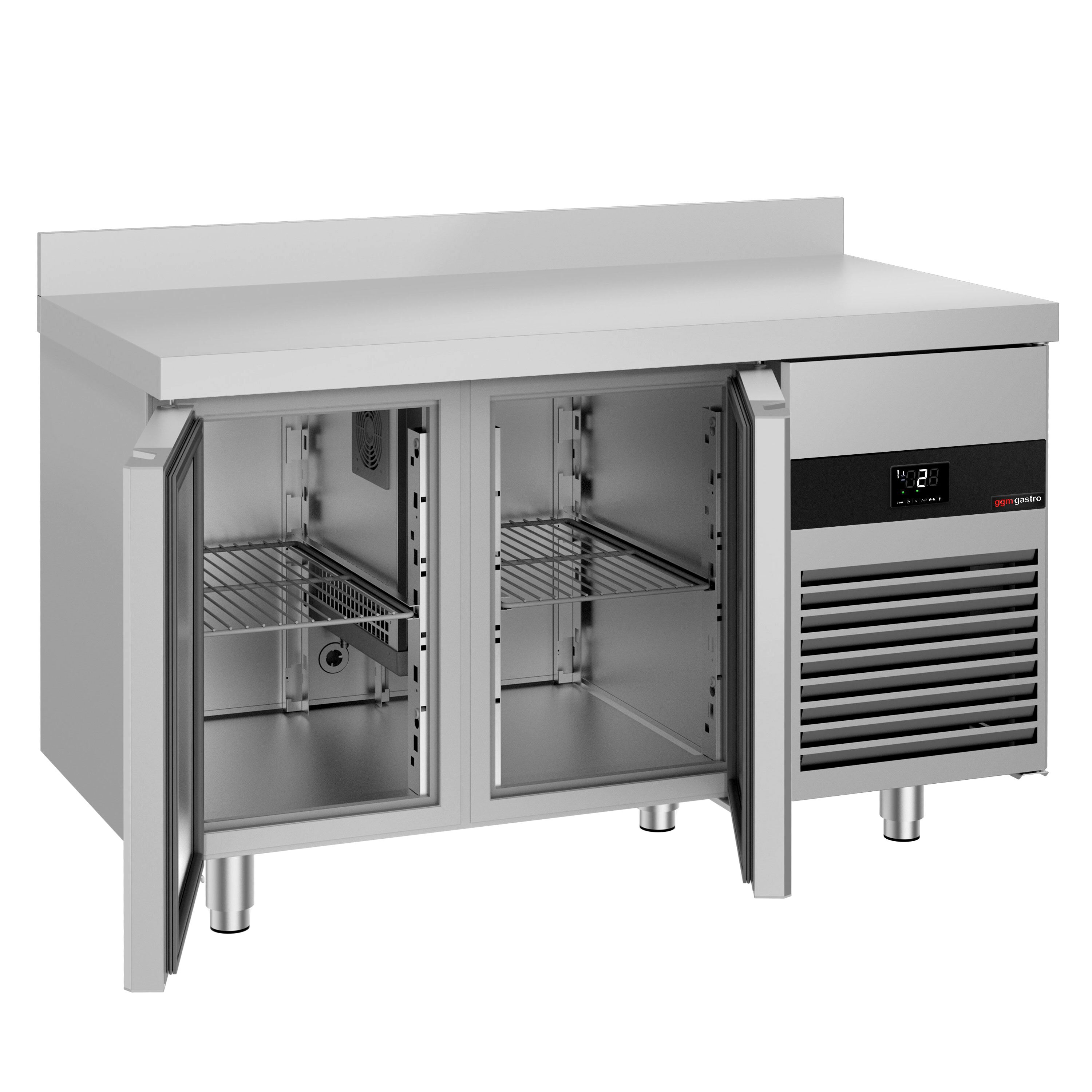 Table réfrigérée PREMIUM - 1400 x 700 mm - avec 2 portes - dosseret