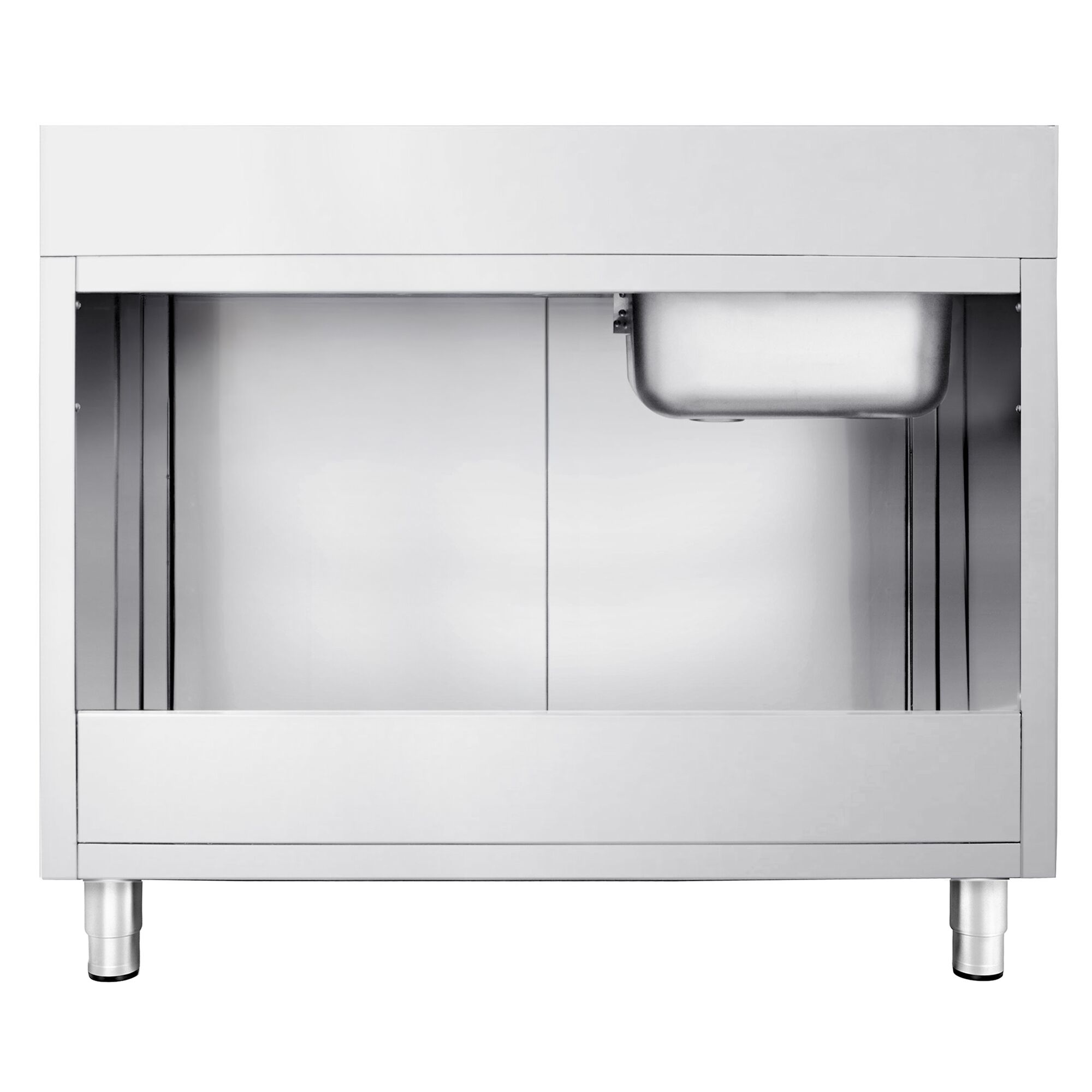 Diskbänk med underskåp PREMIUM - i rostfritt stål - 1400x700 mm - 1 ho - vänster