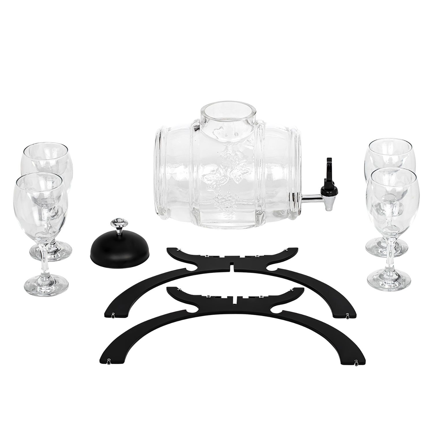 Commercial Wine Dispenser - 4L - Black - incl. 4 Wine Glasses