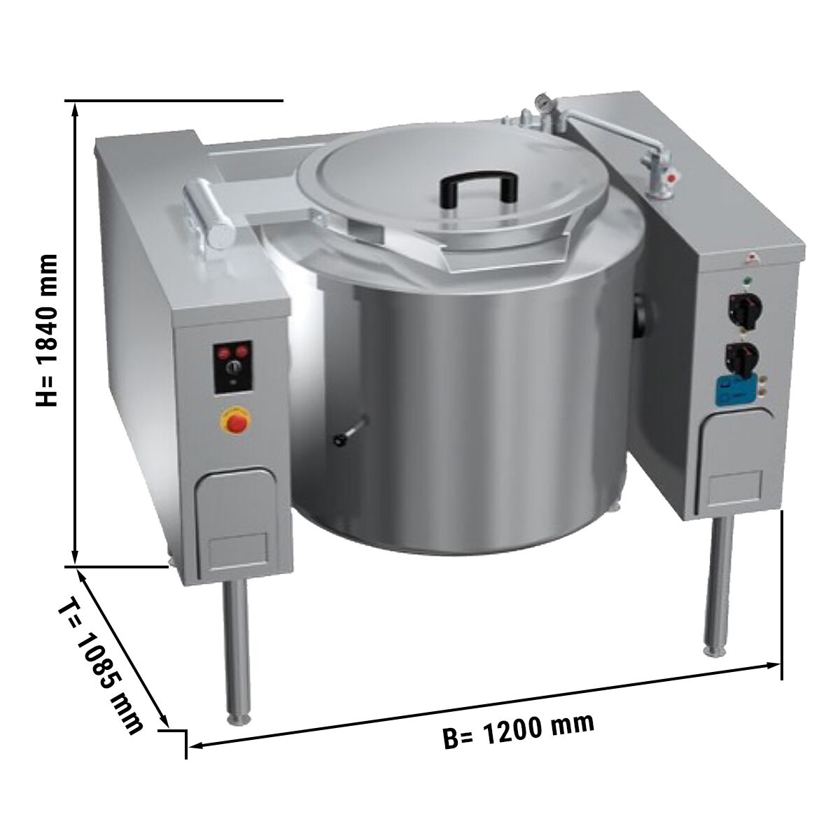 Electric Gas Tilting Boiling Pan - 150L - 18kW - Indirect Heating - with Water Connection