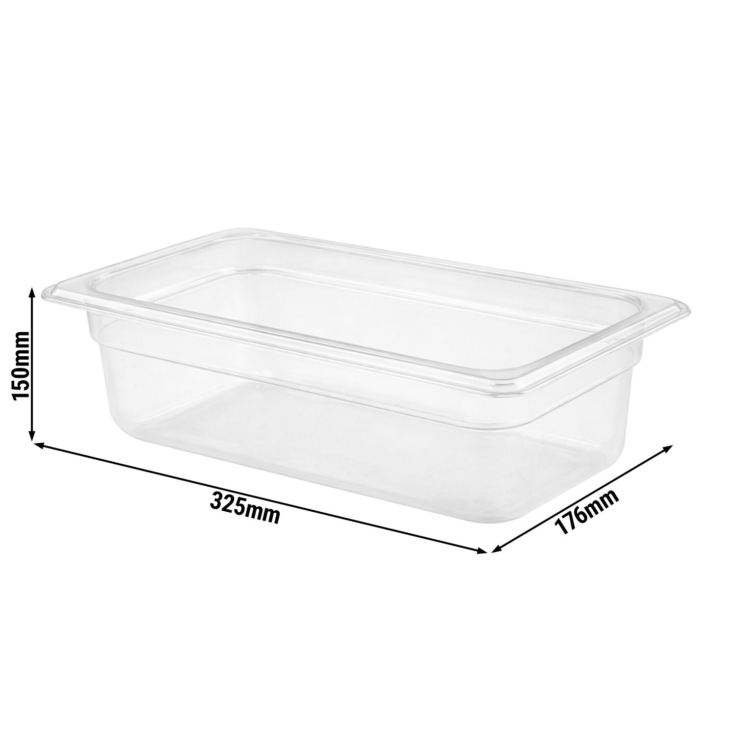 (6 pièces) Bac en Polycarbonate GN 1/3 - Transparent - Hauteur : 150 mm