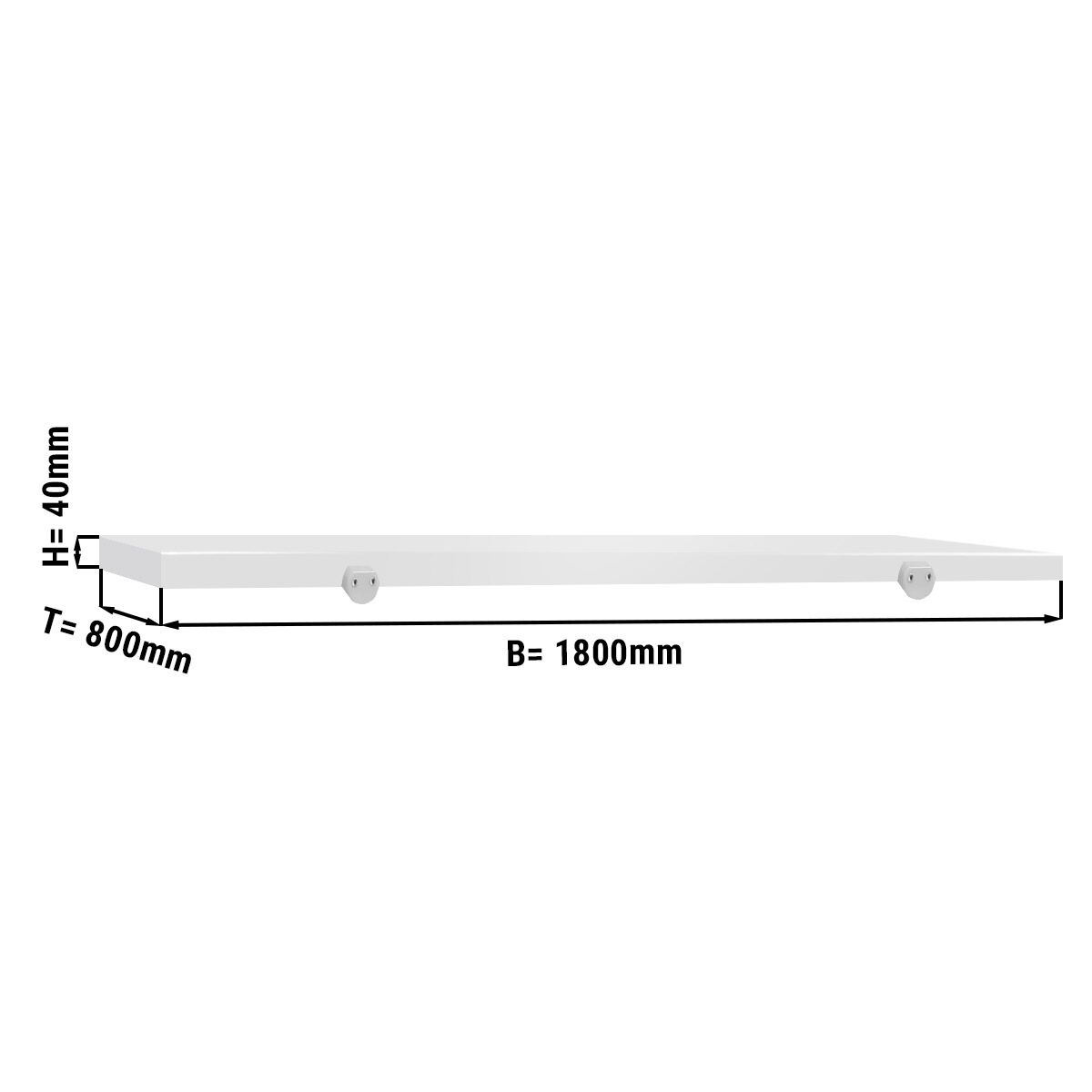 Schneideplatte für Arbeitstisch - 1800x800mm - HACCP-Konform - Weiß