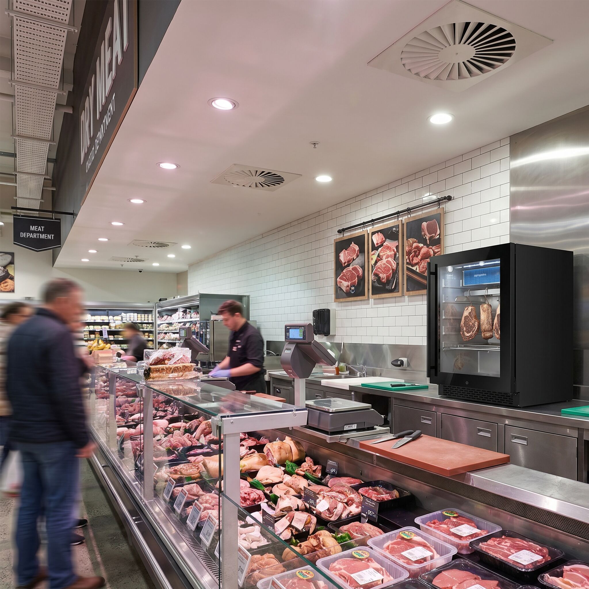 Dry Aging Armoire de maturation de la viande - 595mm - 98 litres - 1 porte vitrée sans cadre - Noir