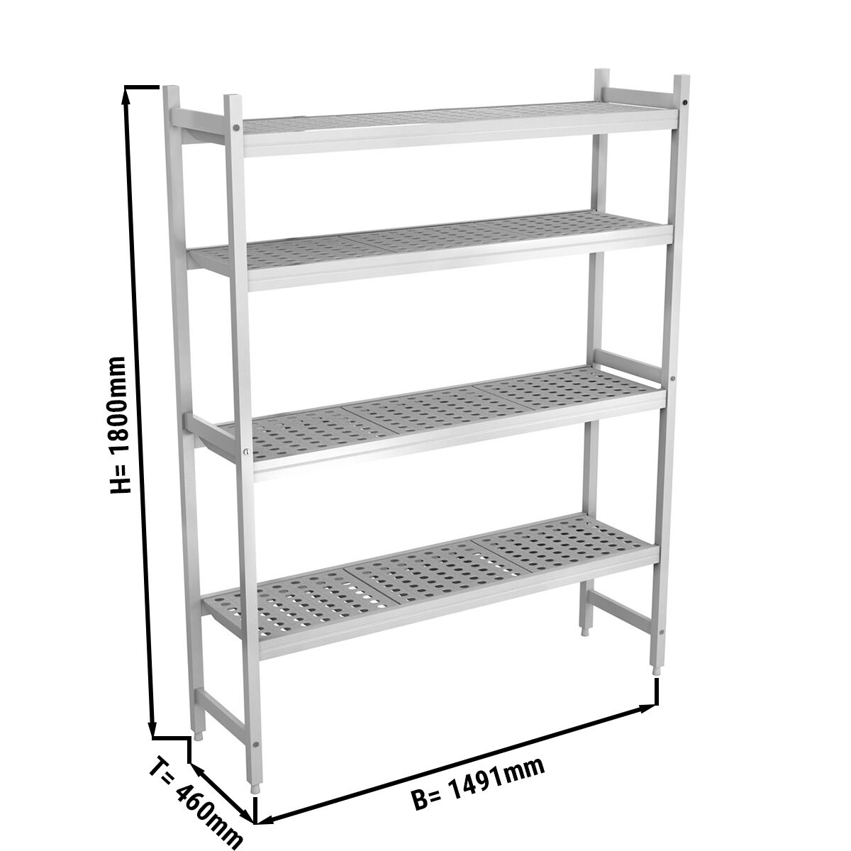 Étagère de base en aluminium - 1491 x 1800 mm - Capacité de charge : 600 kg