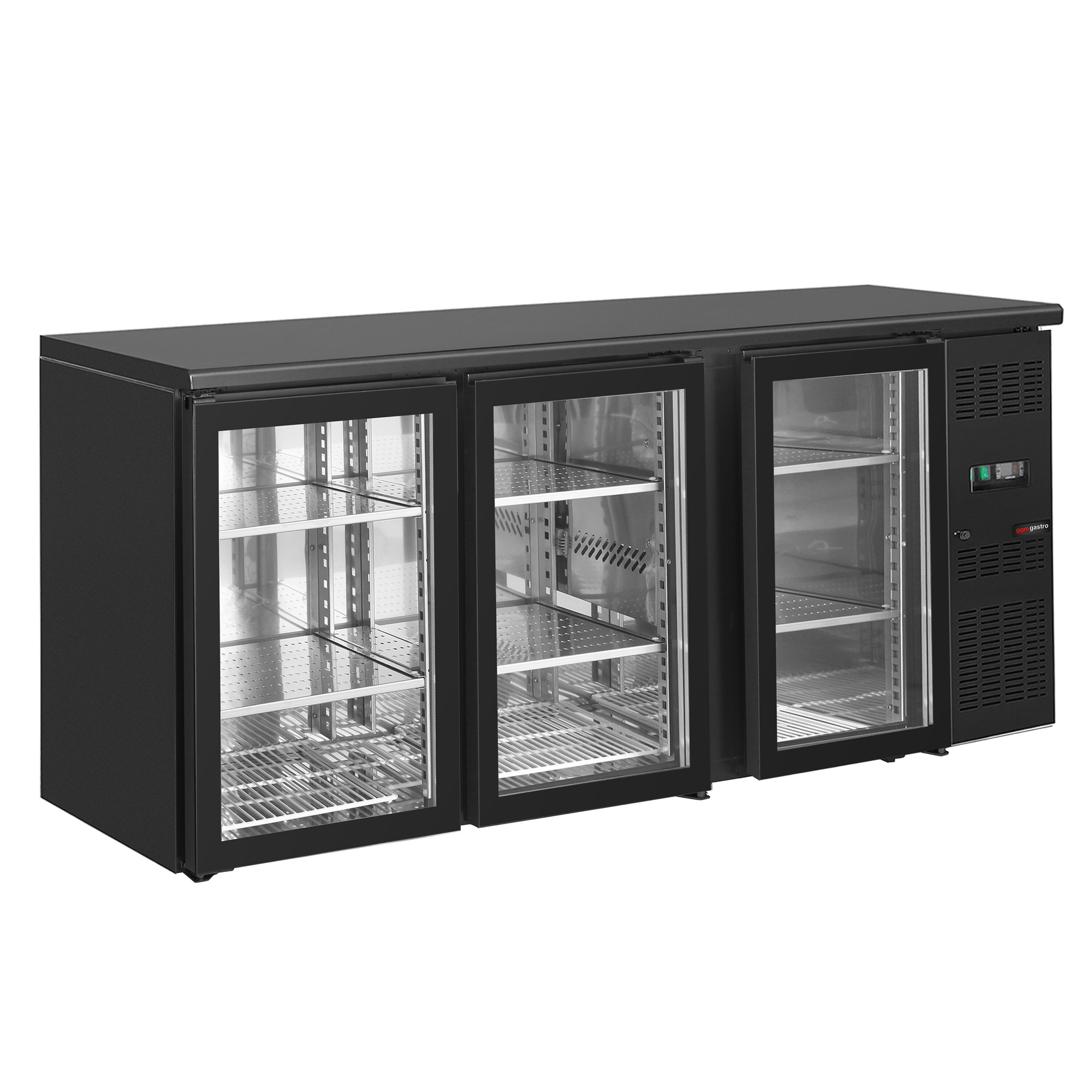 Bar- & Getränkekühltisch ECO - 2002mm - 3 rahmenlose Glastüren - Schwarz