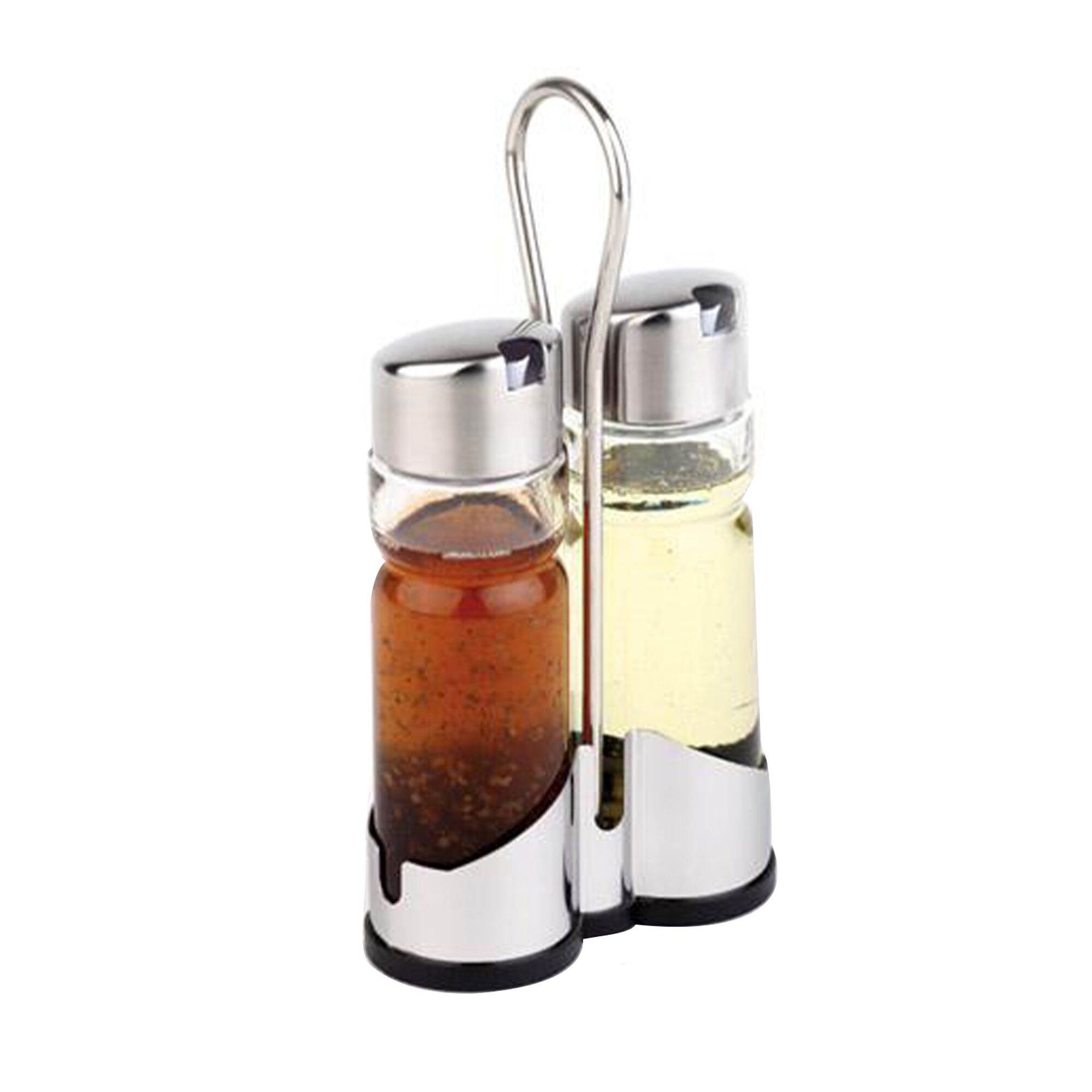 (6 pièces) Ménage - ECONOMIC - support en inox - incl. 2 huiliers et vinaigriers - avec becs verseurs anti-goutte