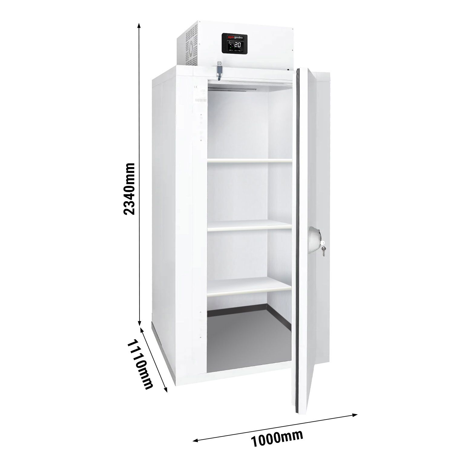 Chambre de congélation compacte – 1000 × 1100 mm – 1,59 m³ – avec 3 étagères