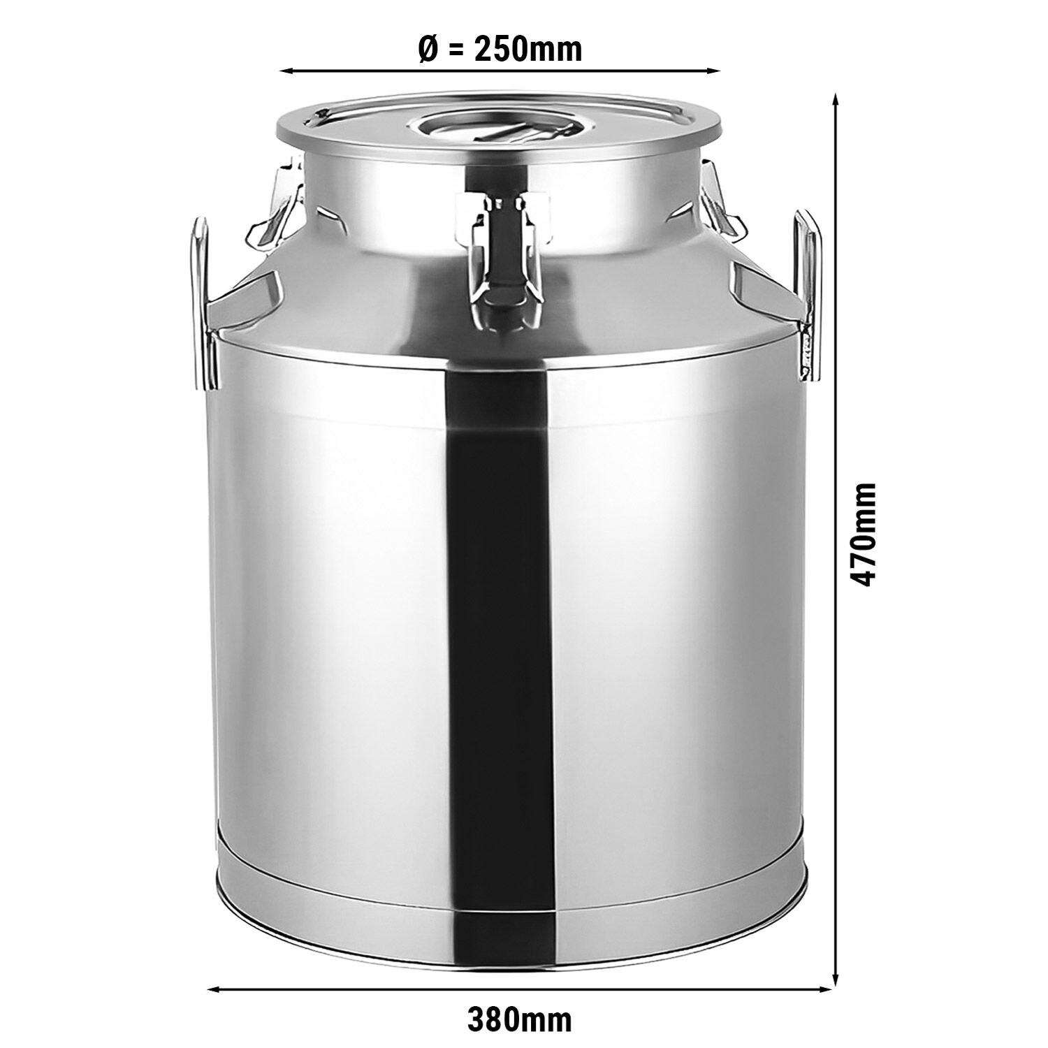 Mjölkkanna med lock - Rostfritt stål - 40 l - Ø380xH470 mm