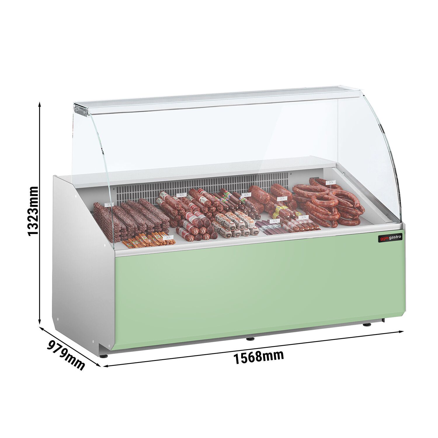 Serve Over Counter - 1568mm - front panel light green - capacity 324 litres