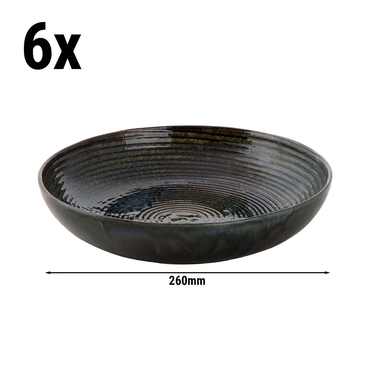 (6 Stück) METALLIC - Bowl / Tiefer Teller - Ø 260mm - Grün