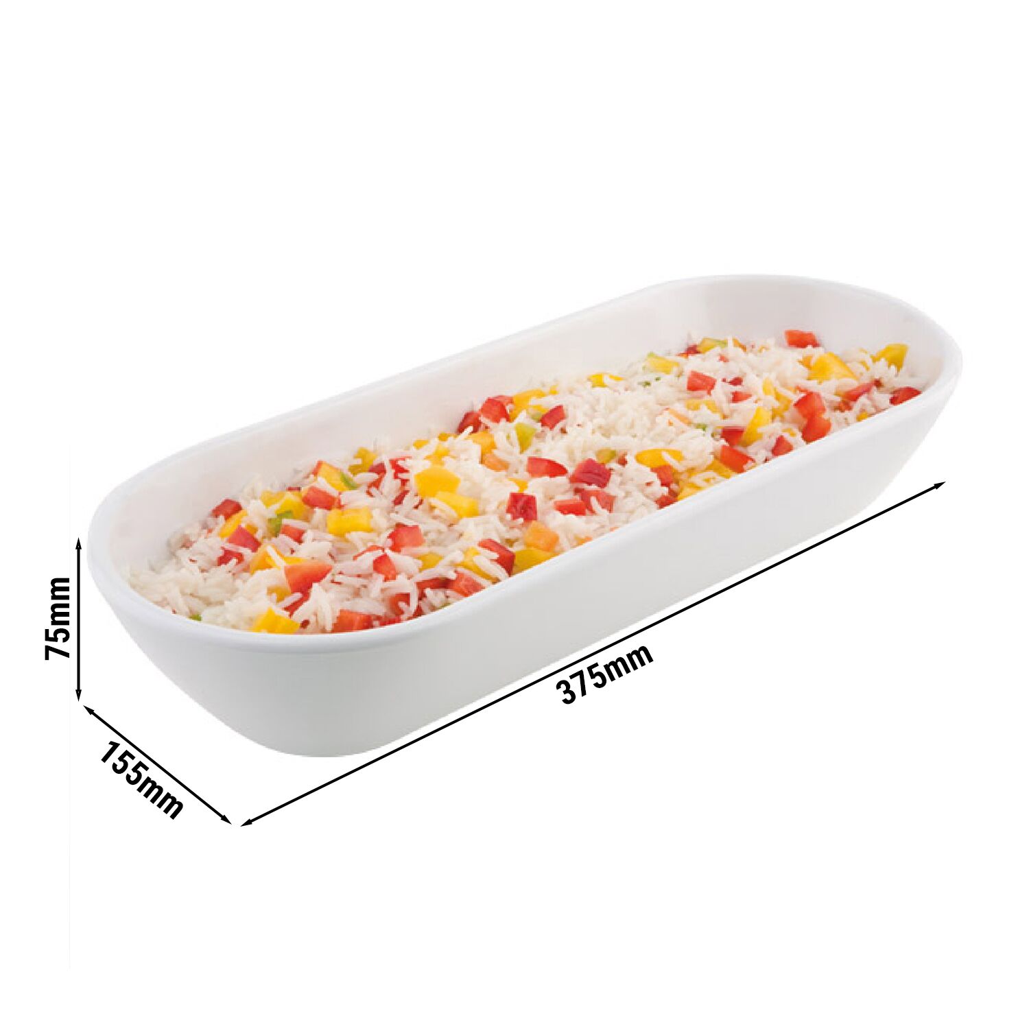 (6 tk) Serveerimiskauss - PURE - melamiin - 1,5 l - ristkülikukujuline - 375x155 mm - virnastatav, nõudepesumasinas pestav - valge