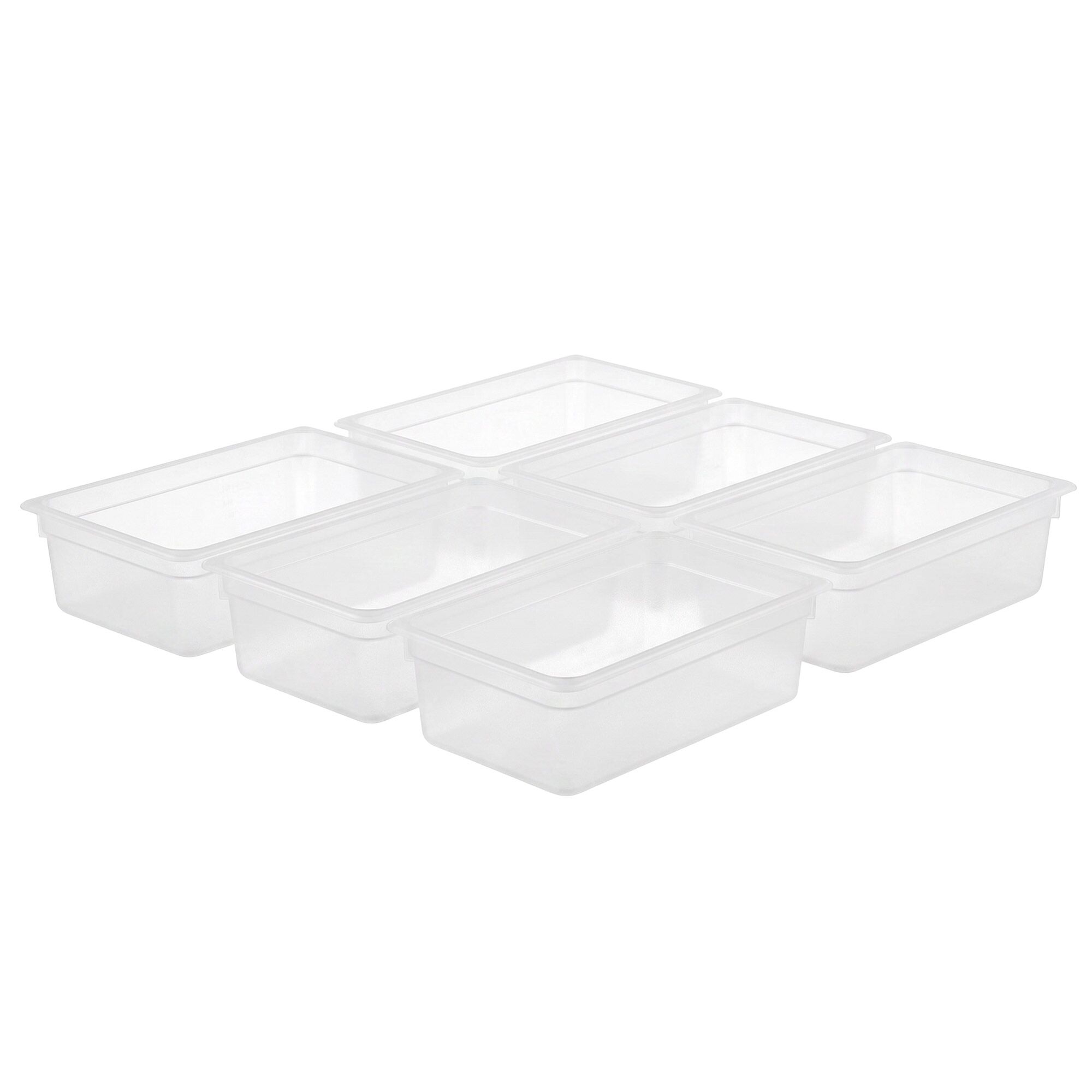 (6 pcs) Polycarbonate Container GN 1/1 - Clear - 25.6L - Depth: 200mm