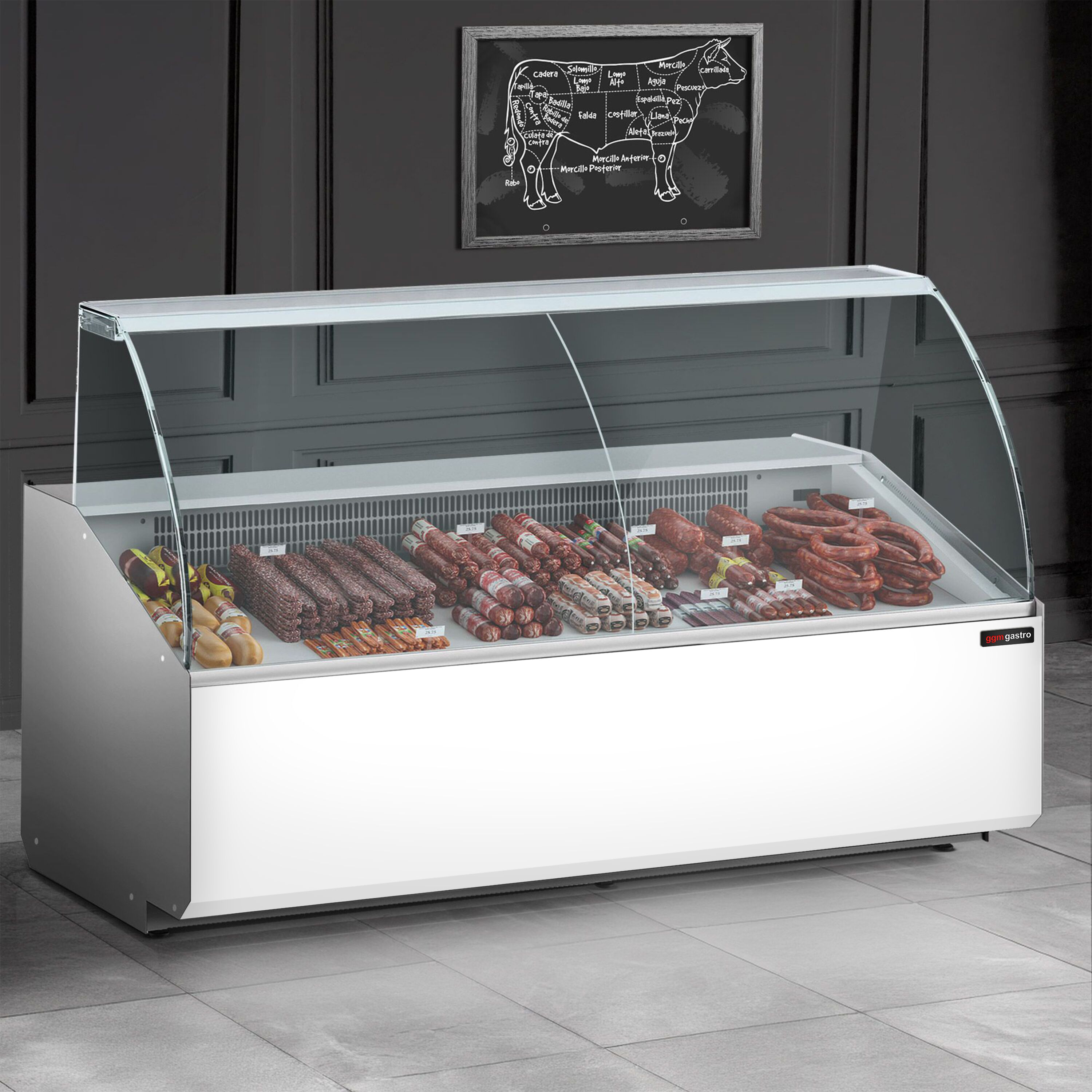 Serve Over Counter - 2506x979mm - front panel white - capacity 512 litres