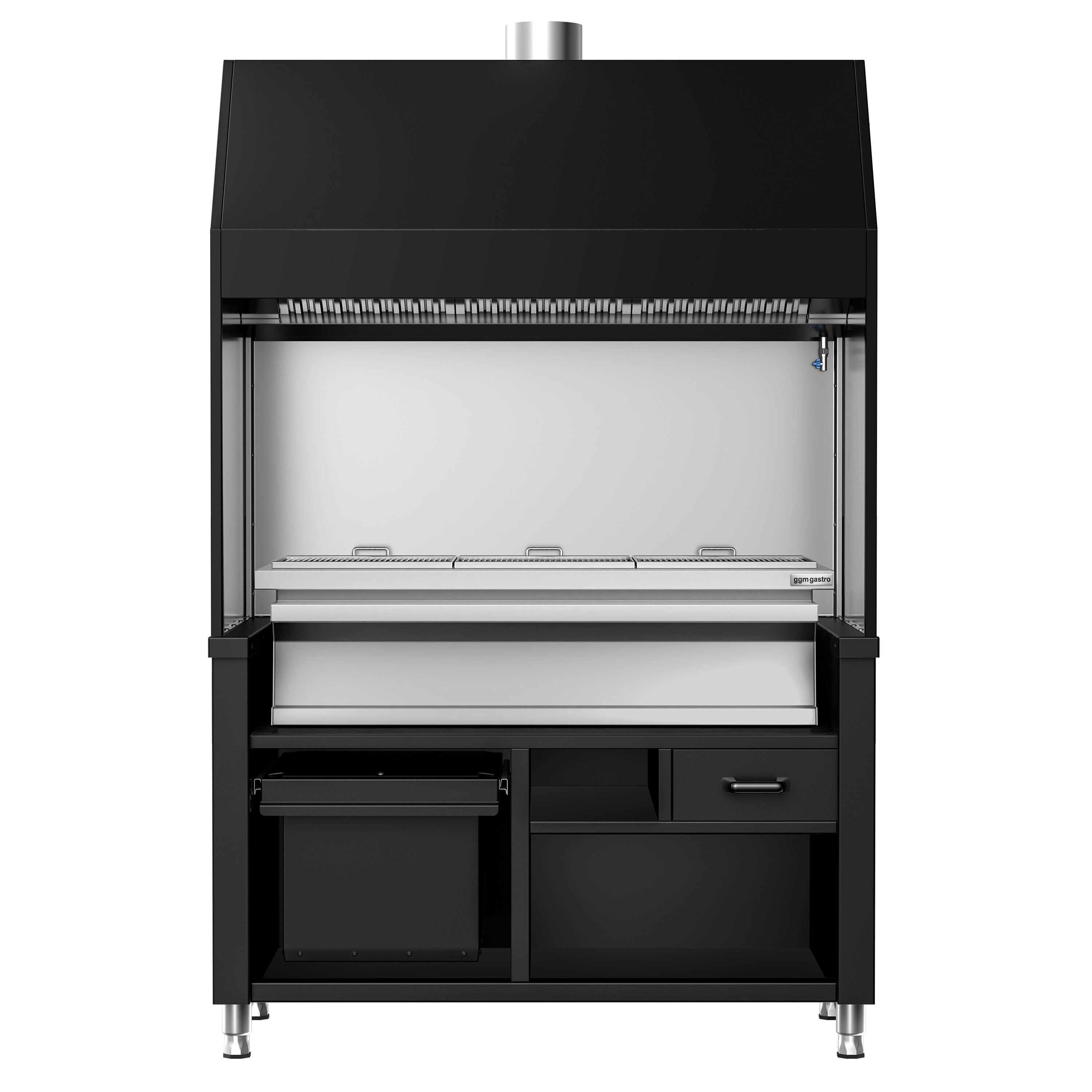Charcoal Grill - 1360mm - 3 grill grates - Black