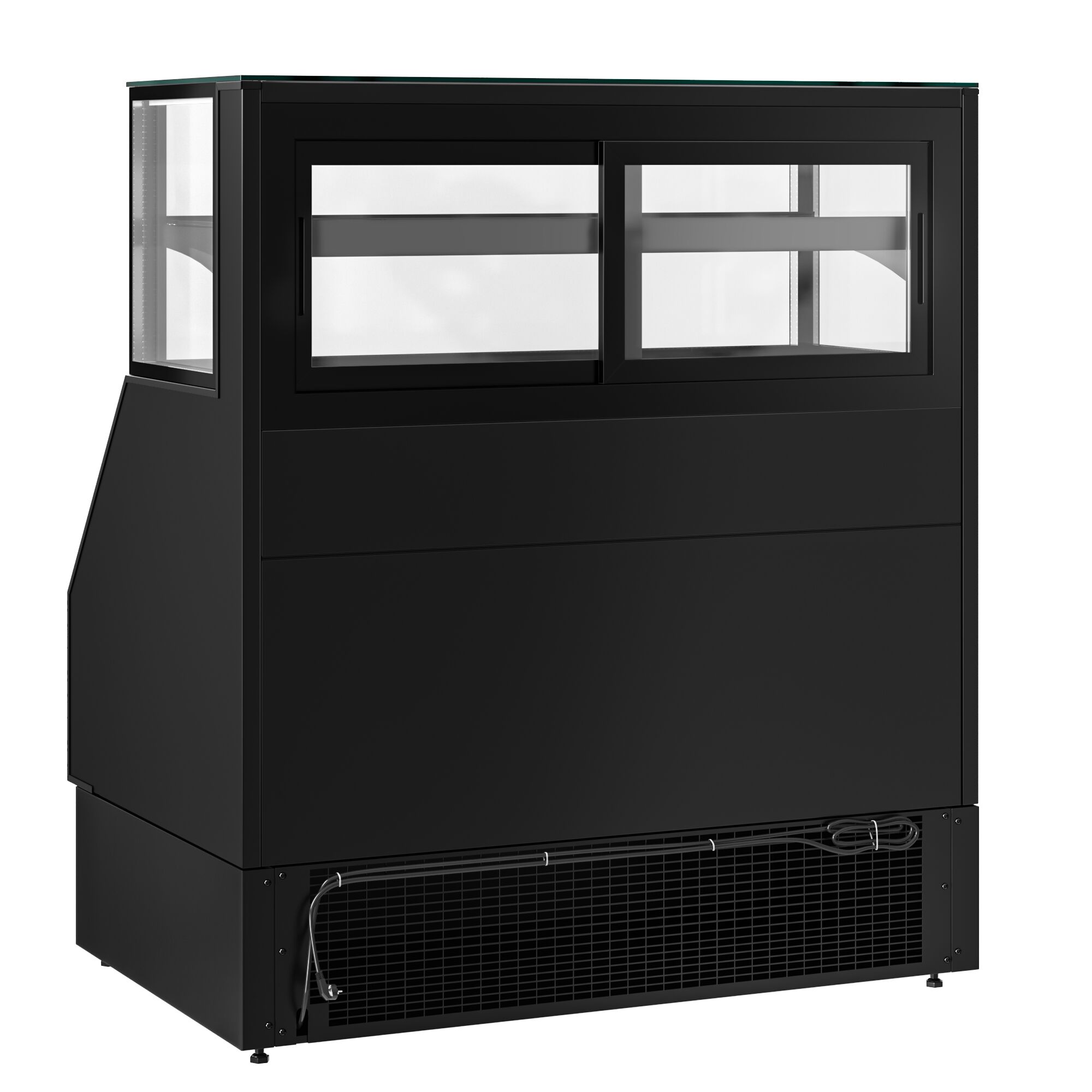 Comptoir vitrine réfrigérée HELSINKI - 1200x800mm - 199L - 4 étagères - +2/+8°C - Portes coulissantes vitrées