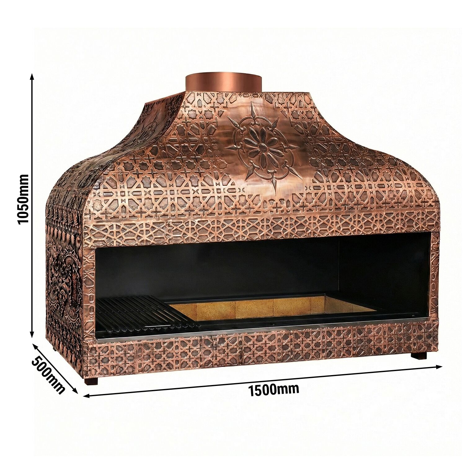 Enclosed Copper Charcoal Grill - 1500mm