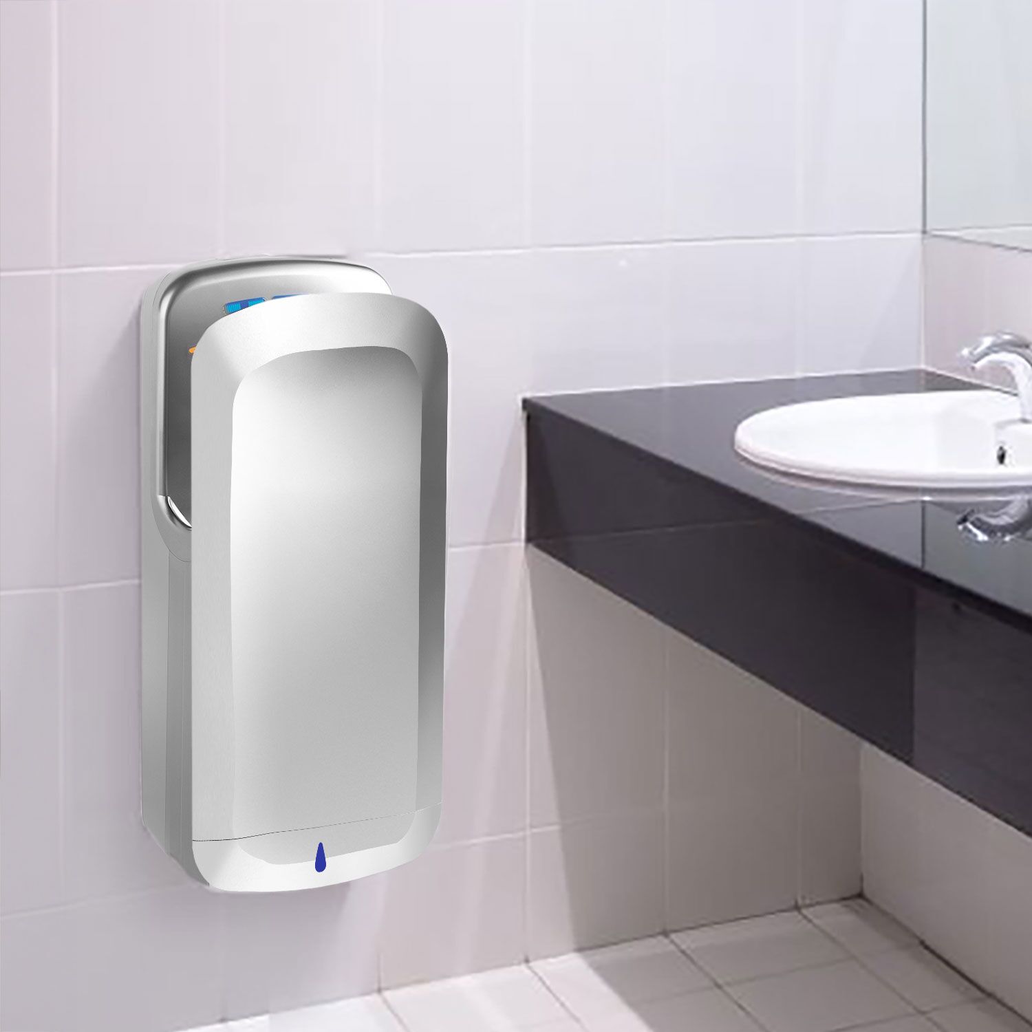 Sèche-mains avec capteur & lampe UV - Acier inoxydable brossé