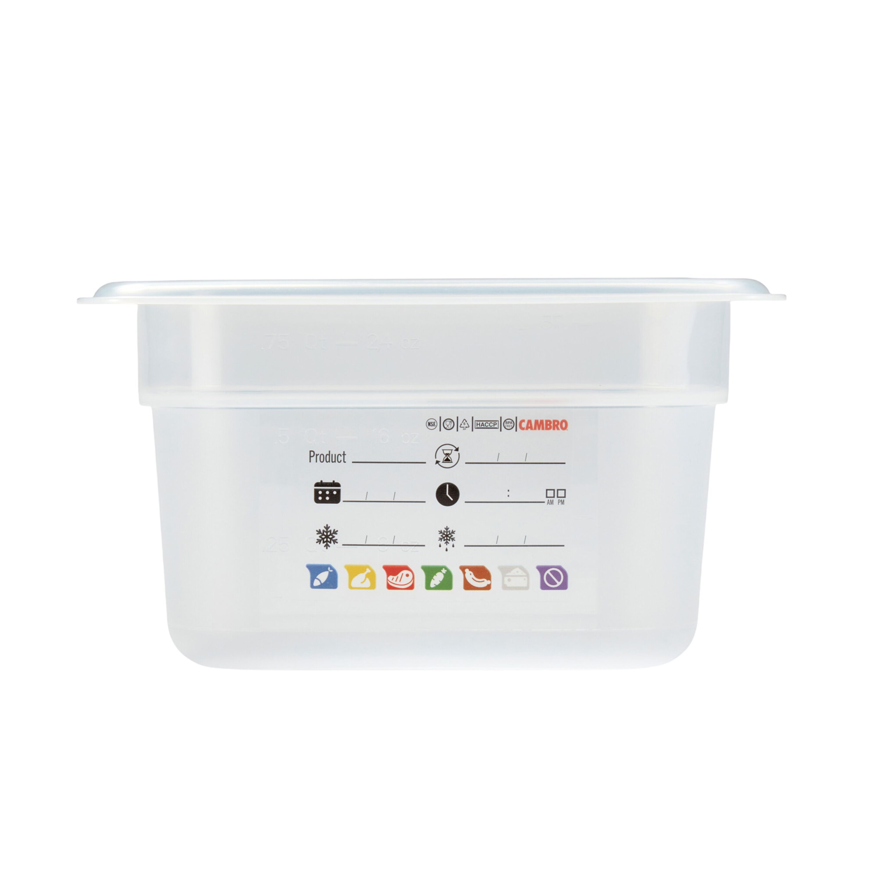 (6 pièces) CAMBRO | SafeTrak - Récipients en polypropylène GN 1/9 - laiteux - Hauteur : 100mm