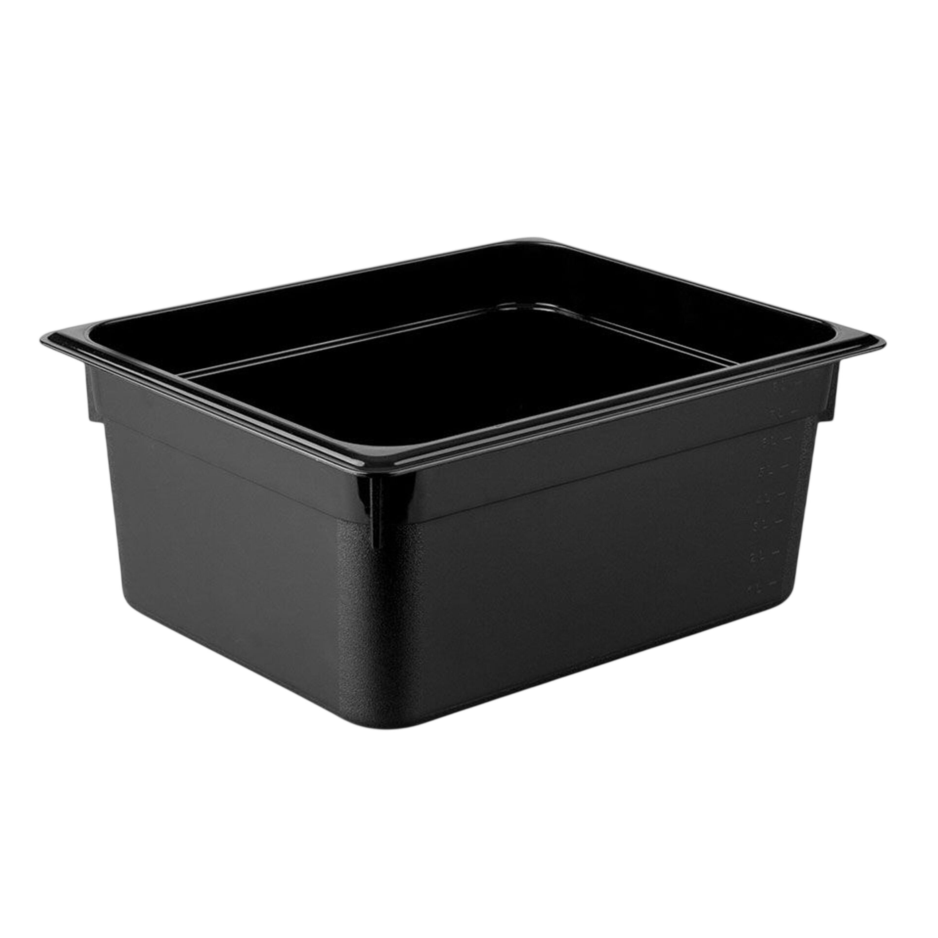(6 pièces) Bac en Polycarbonate GN 1/2 - Noir - Hauteur : 150 mm