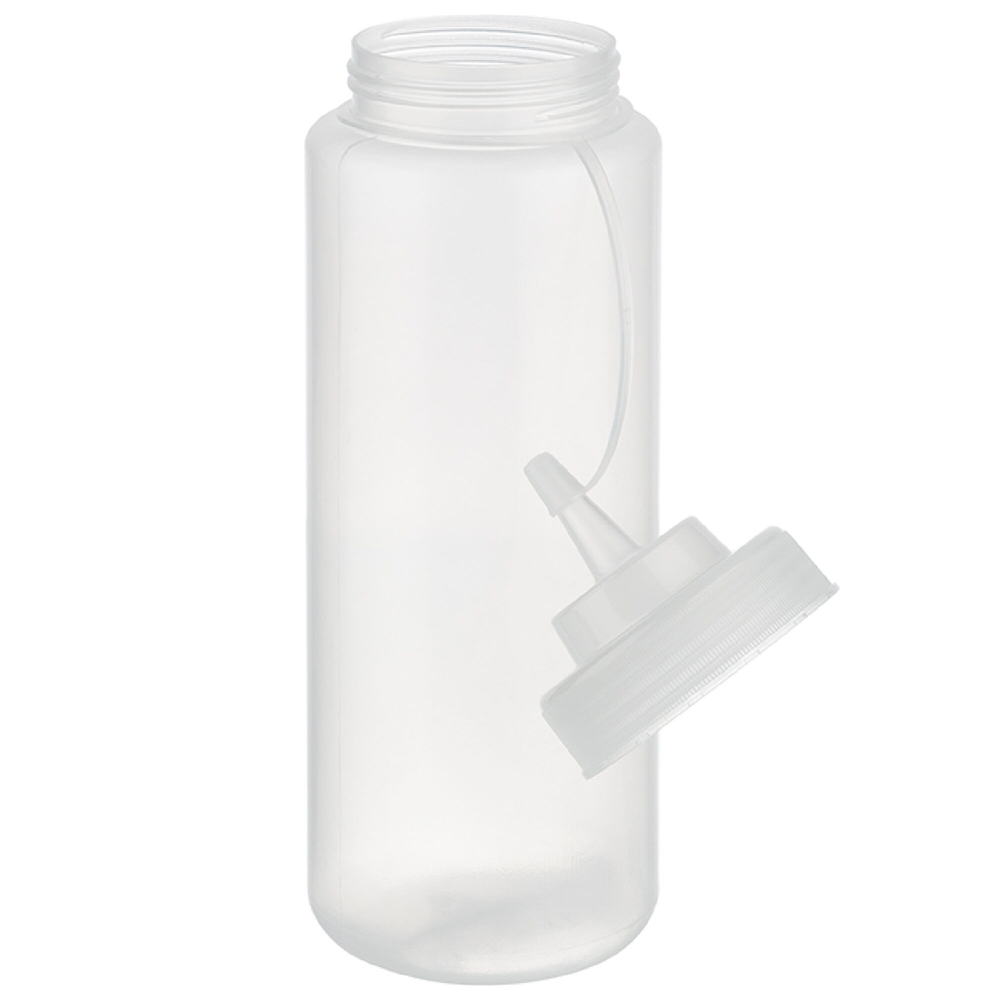 (6 pcs) Bouteille à sauce souple - 1020ml - Ø80mm - avec bouchon à vis et capuchon - Transparent
