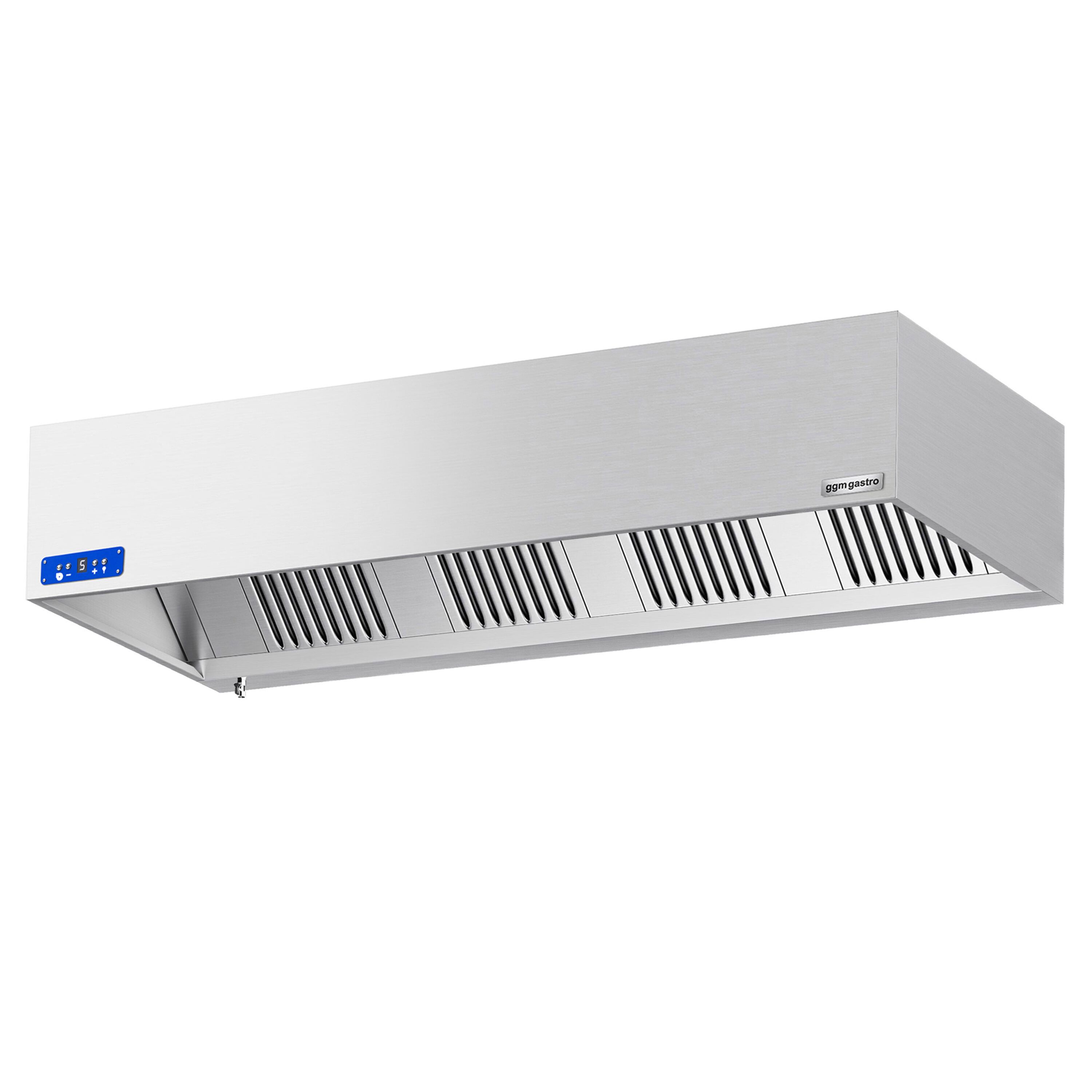 Commercial Wall-Mounted Extractor Hood with Motor - 2400mm - with Speed Controller, Baffle Filters & Lighting
