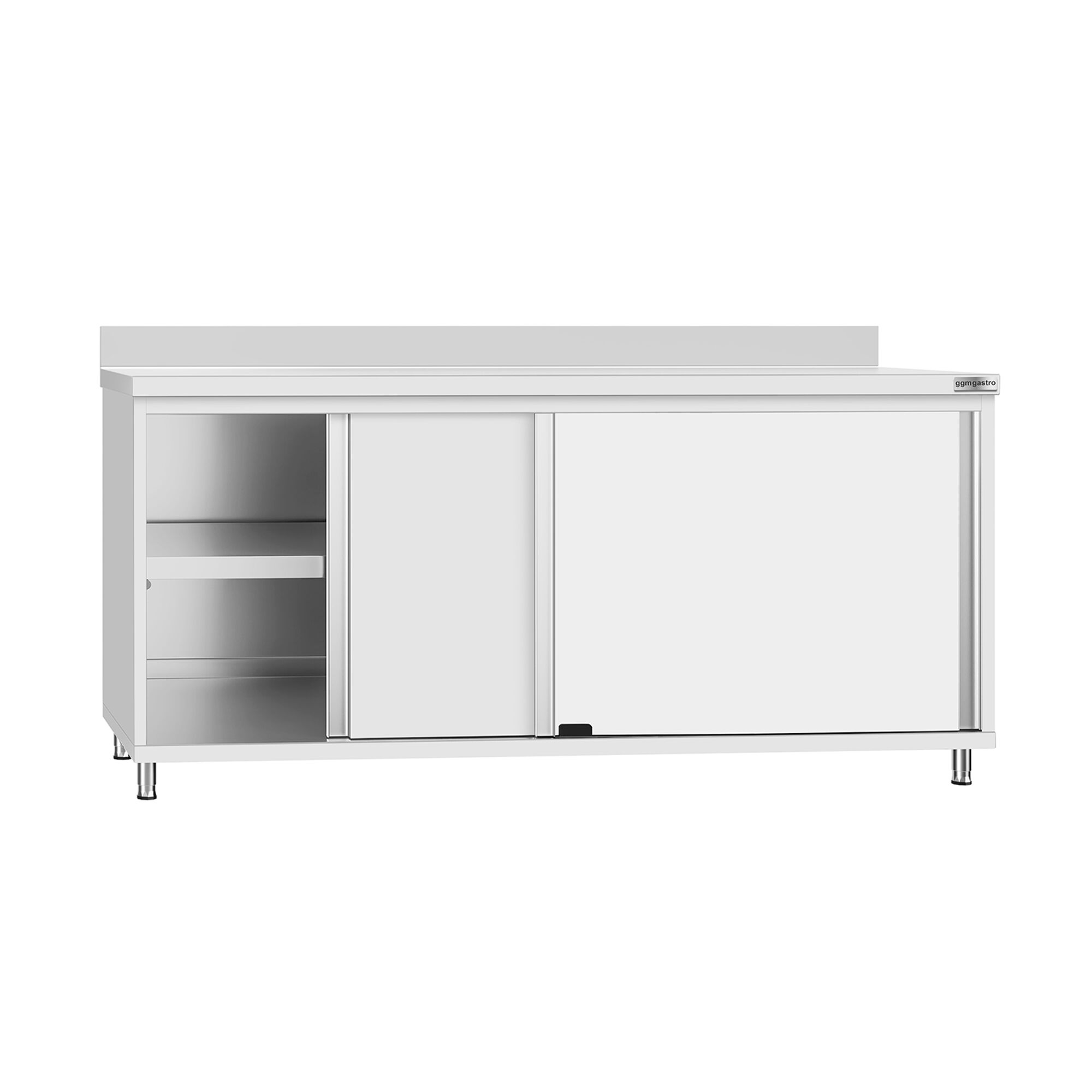 Table armoire en acier inoxydable ECO - 1800x700mm - avec portes coulissantes - avec dosseret