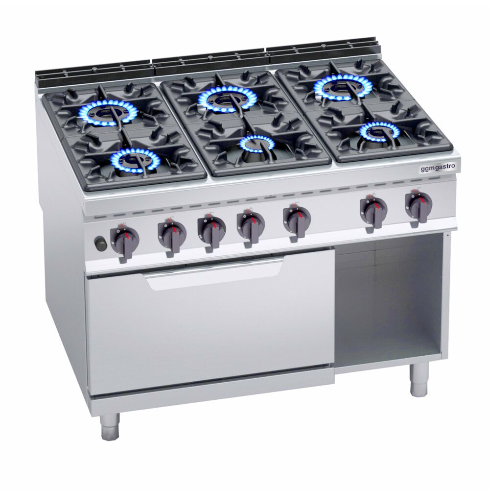 Fourneau à gaz – 53,5 kW – 6 brûleurs – avec four à gaz statique – 7,8 kW