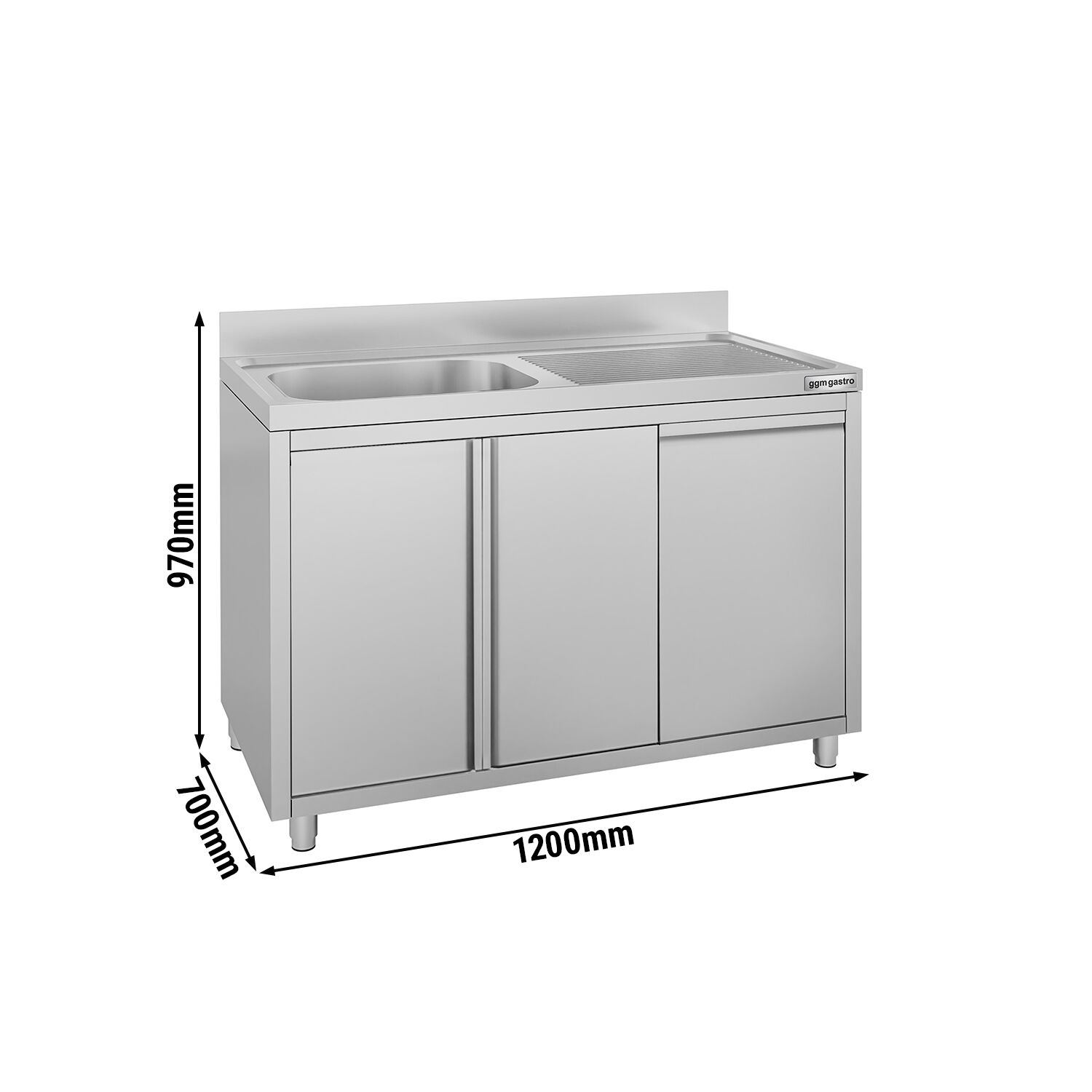Meuble évier ECO - 1200 x 700 mm - avec poubelle & 1 bac à gauche