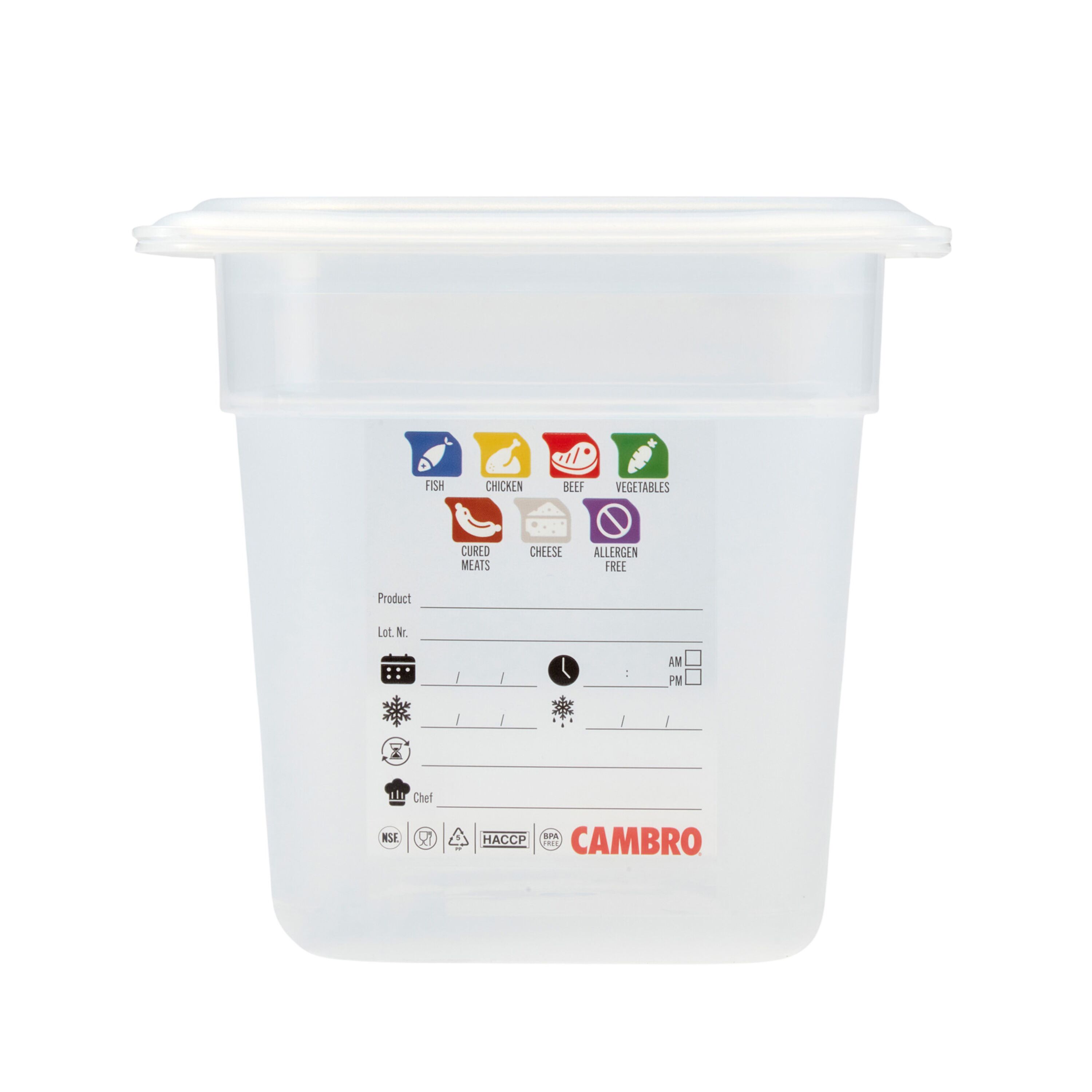 (6 pièces) CAMBRO | SafeTrak - Récipients en polypropylène GN 1/4 - laiteux - Hauteur : 150mm