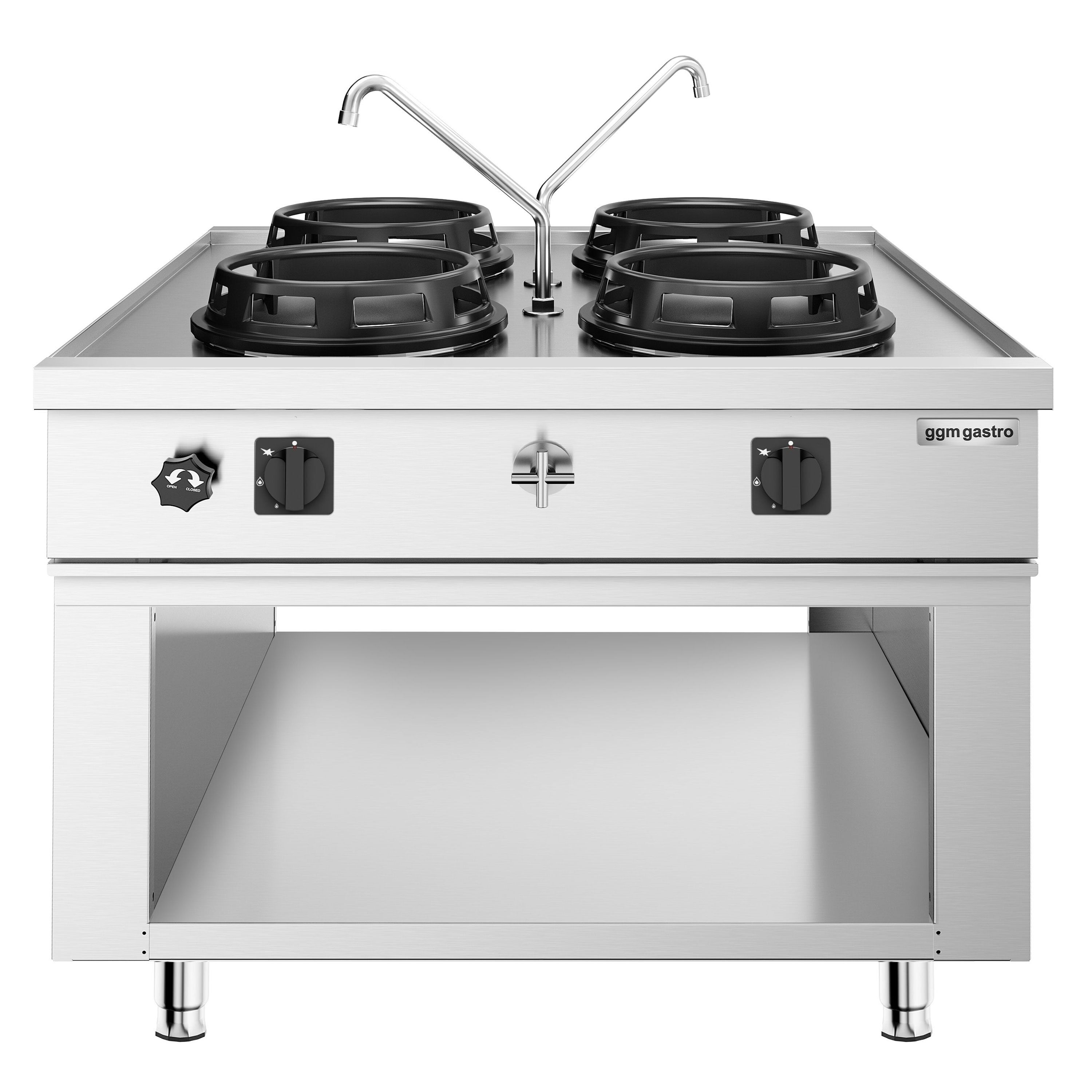 Cuisinière Wok à Gaz en Îlot - 60 kW - 4 Brûleurs - incl. 2 Robinets