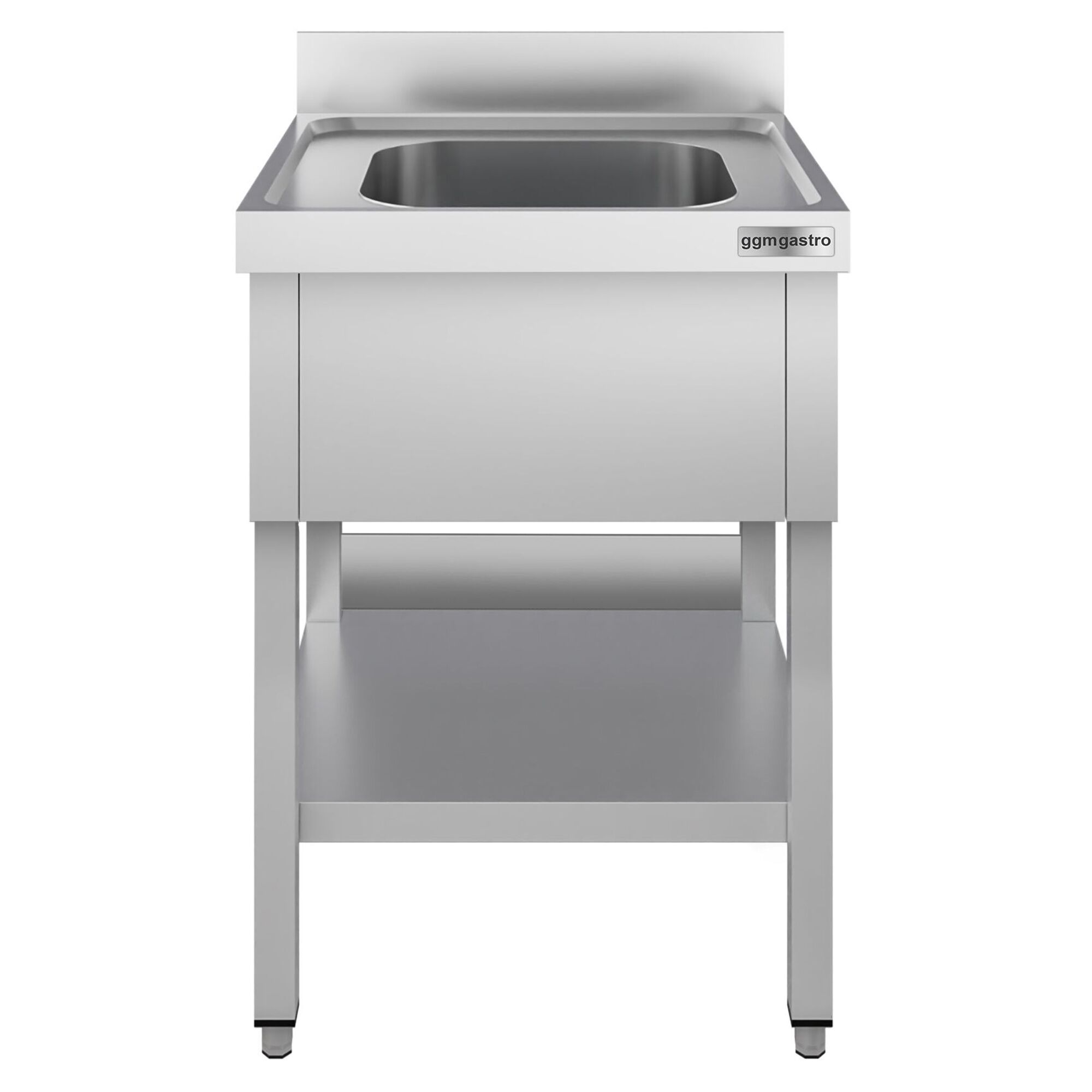 Plonge en inox ECO - 600x600mm - avec étagère basse - 1 bac au centre