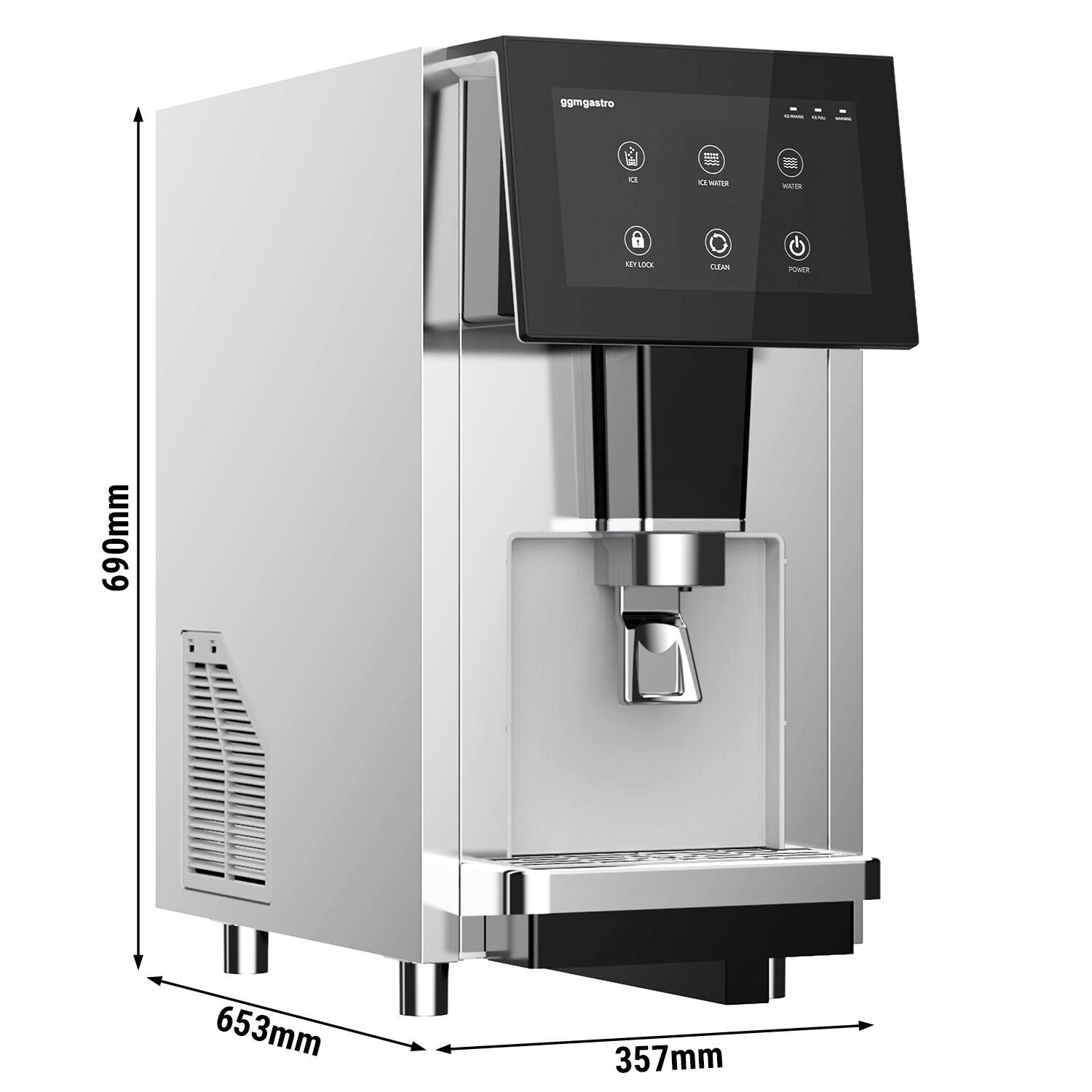 Ice and water dispenser with integrated ice maker - 70 kg/24 h - Touch