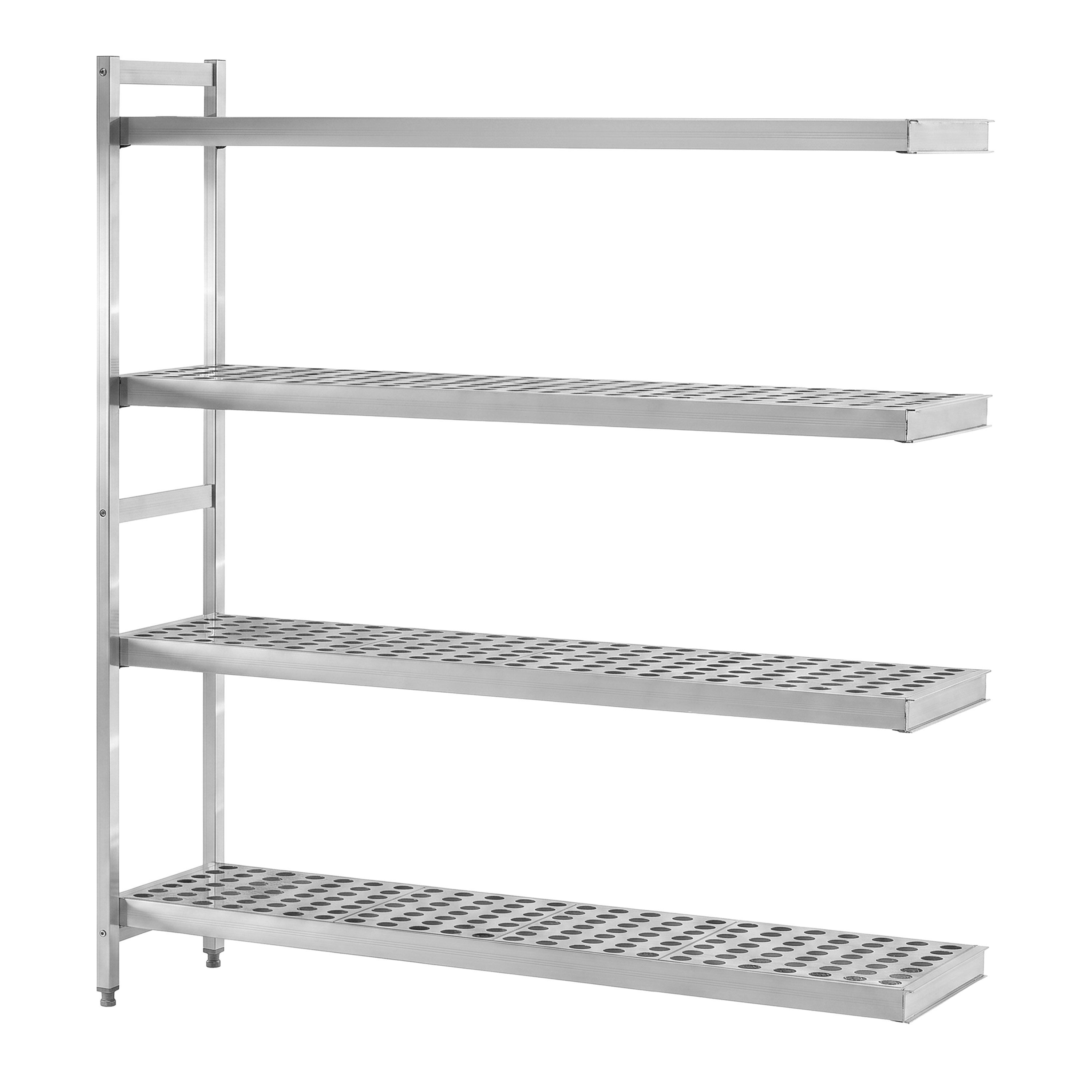 Hyllsystem i aluminium – påbyggnadssektion - 1486x1685 mm - Djup: 460 mm