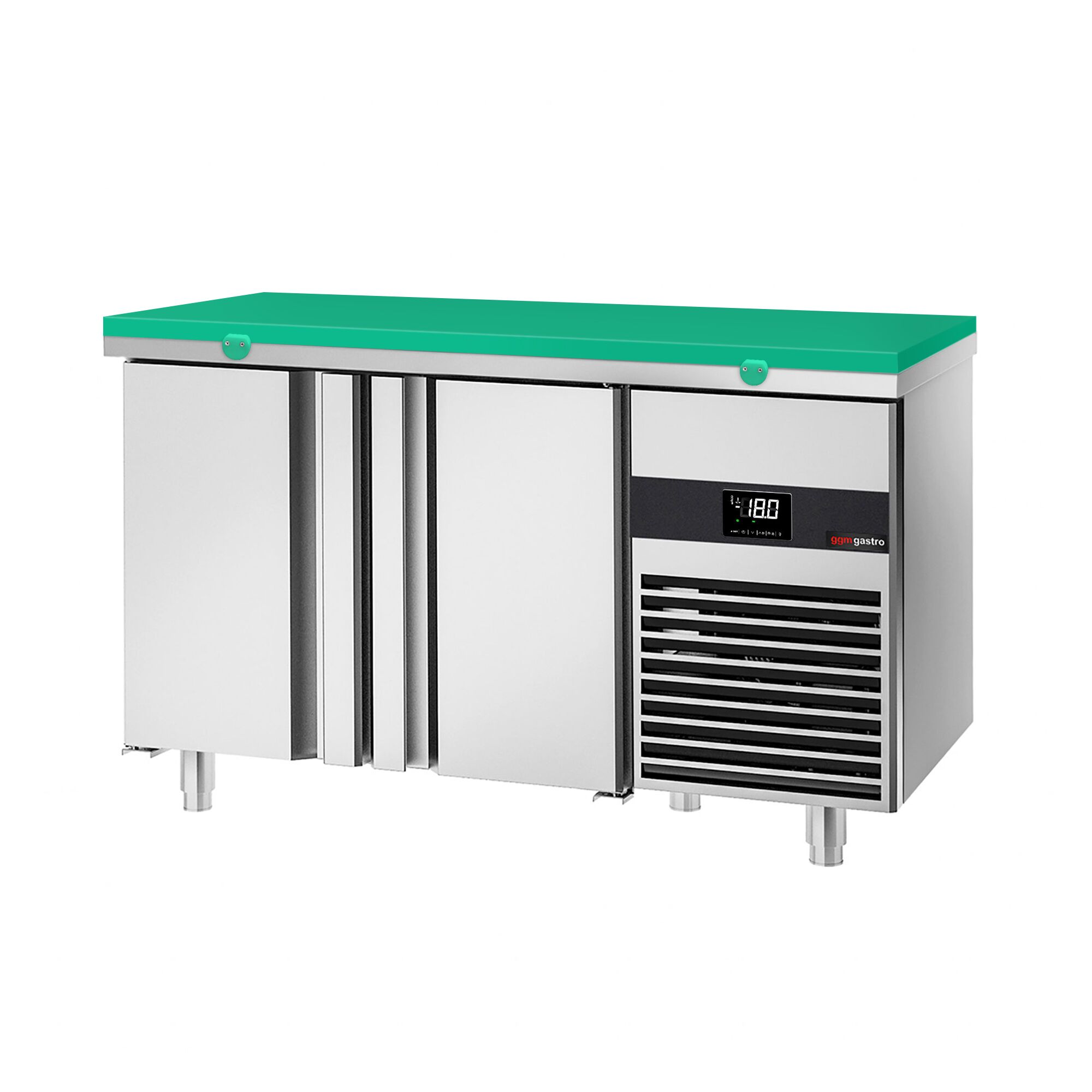 Table de congélation PREMIUM - 1400 x 700 mm - avec 2 portes - avec planche à découper verte incluse