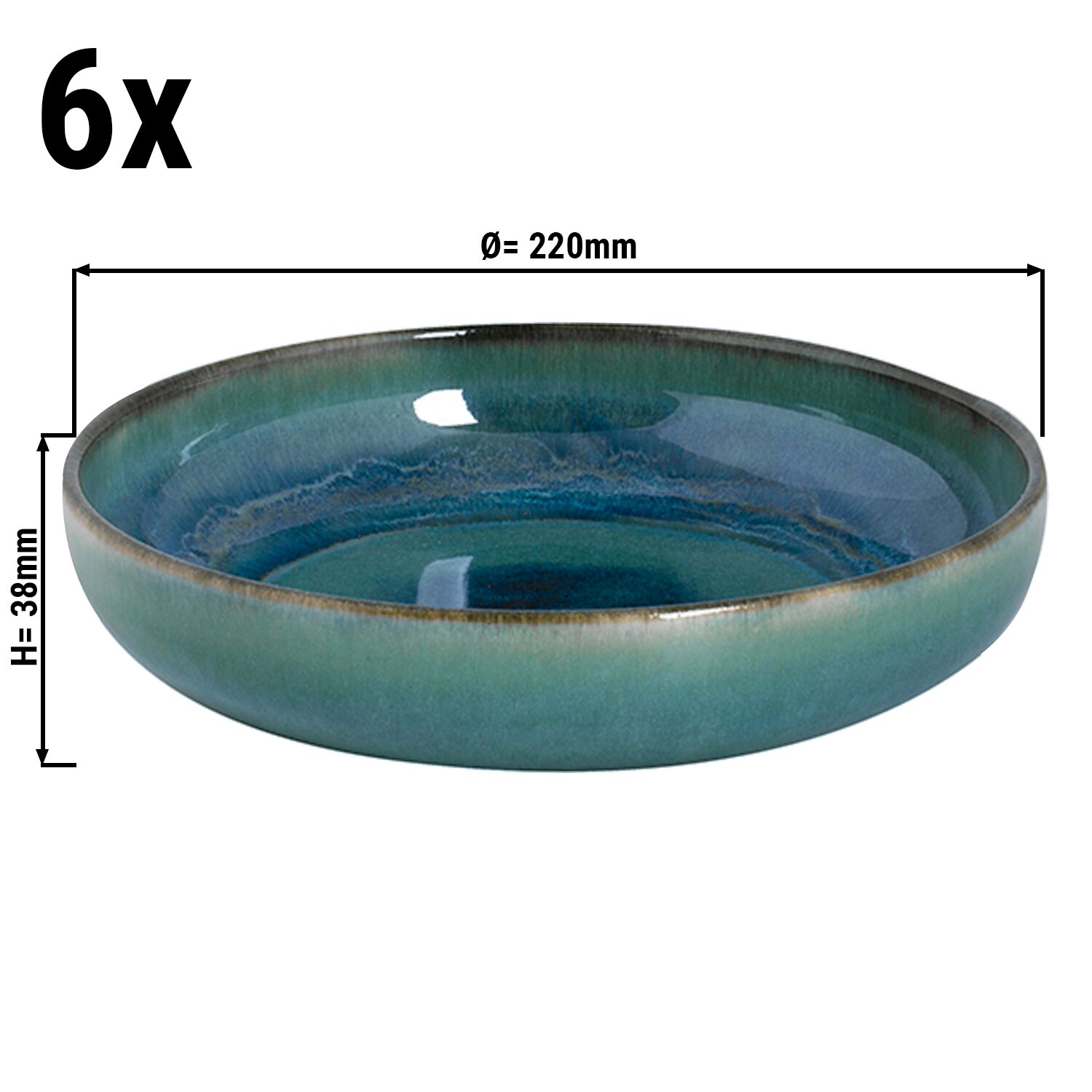 (6 Stück) MIAMI - Teller - tief - Ø 220mm - Green