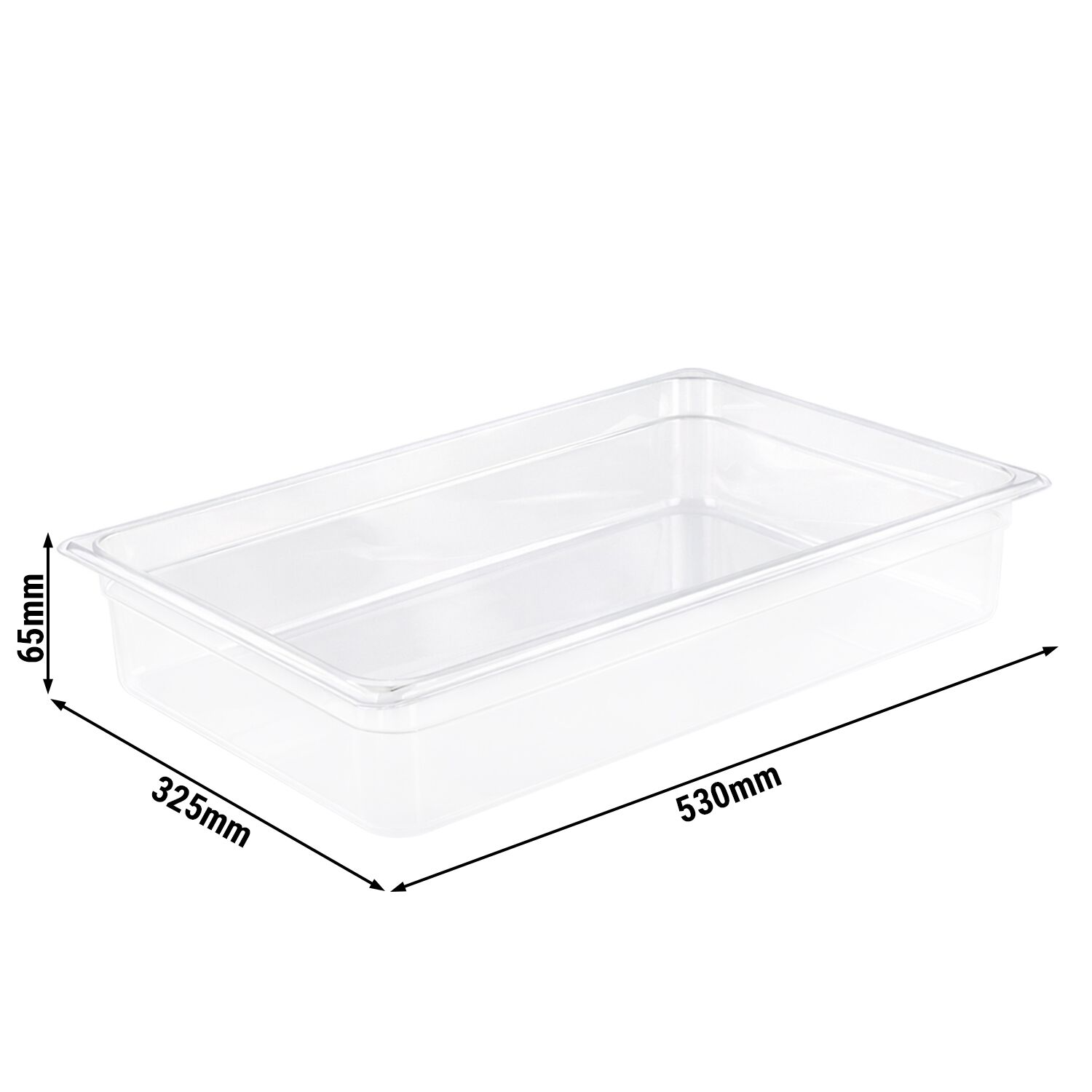 (6 pièces) Bac en Polypropylène - GN 1/1 - Translucide - 8,5 L - Hauteur : 65 mm