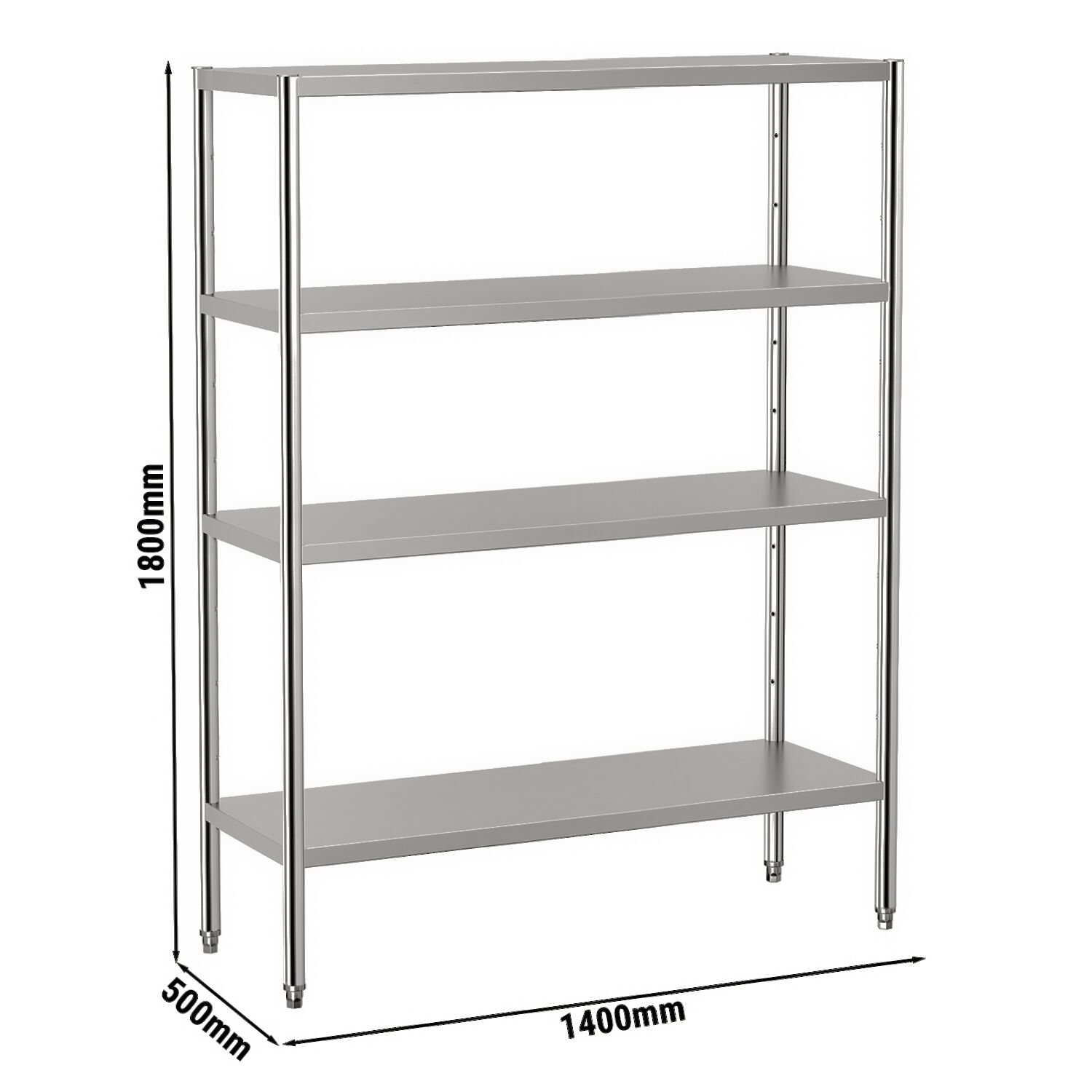 Étagère en inox ECO - 1400 x 490 mm - avec 4 étagères (réglables)