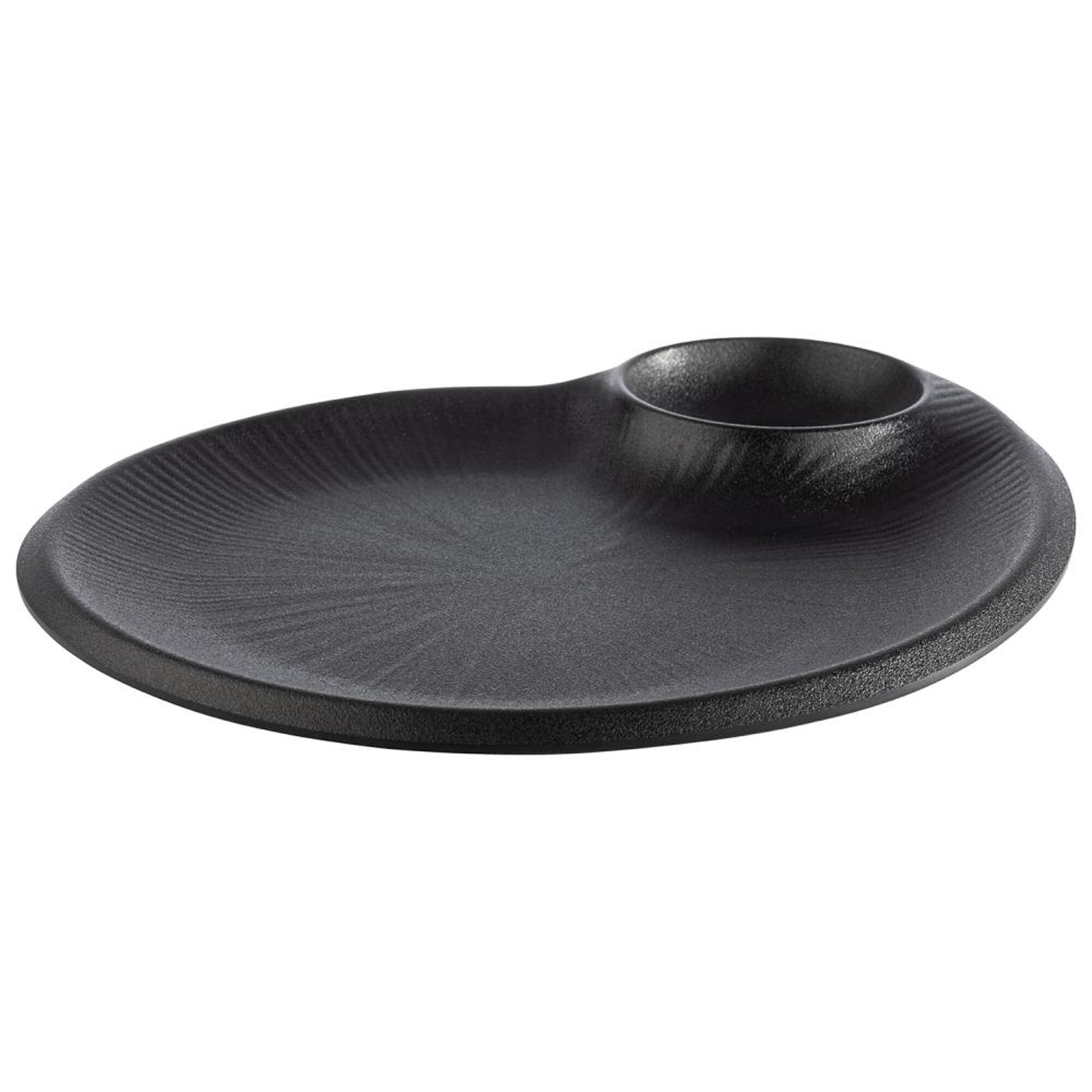 (6 pièces) NERO - Assiette - Mélamine - 300x250 mm - avec Coupelle 60 ml