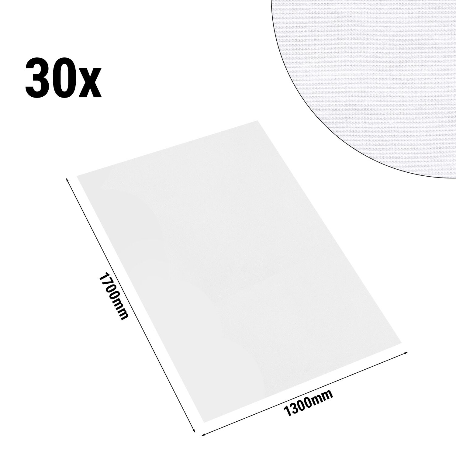 (30 pièces) Nappe damassée Tessin Atlas - 210 g/m² - 130 x 170 cm - Blanc