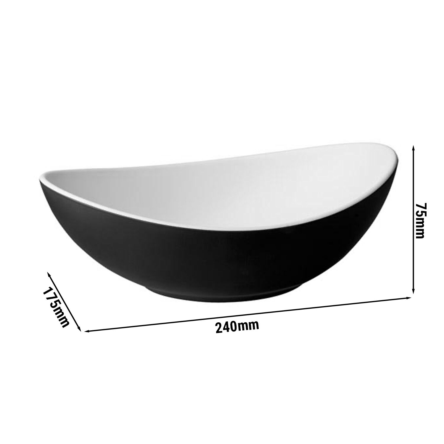 (6 pcs) Coupe - HALFTONE - Mélamine - 0,8L - rectangulaire - 240x175mm - Profondeur : 75mm - Noir/Blanc